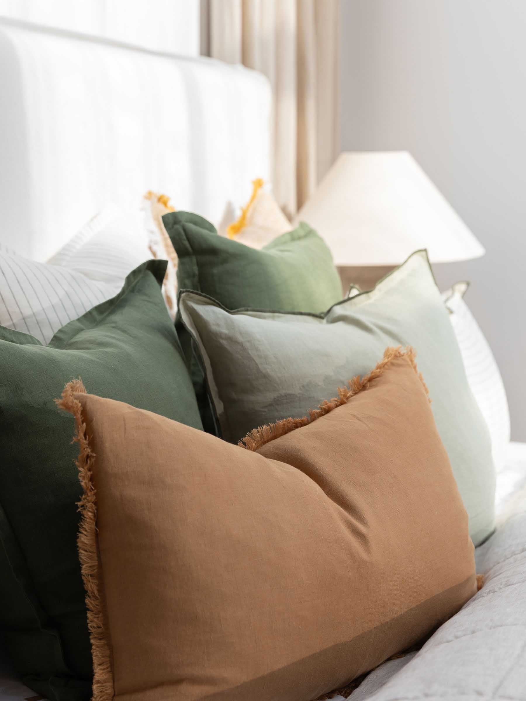 Harlow Linen Cushion Gumleaf