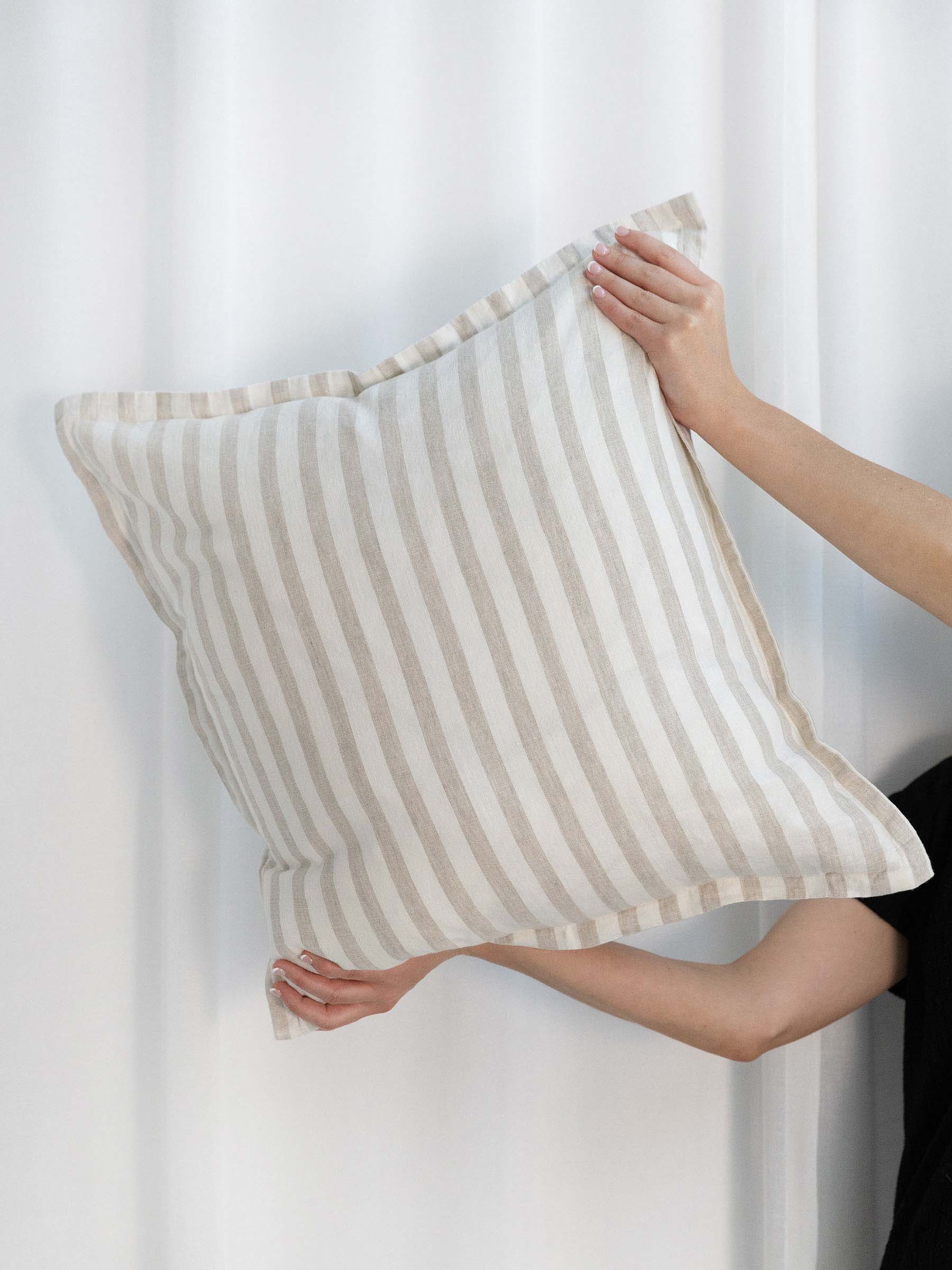 Hudson Linen Cushion Natural Stripe