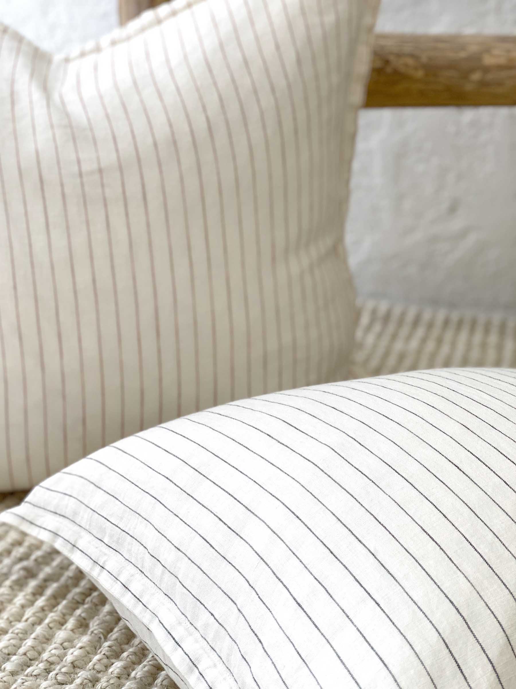 Hudson Linen Cushion Olive Stripe