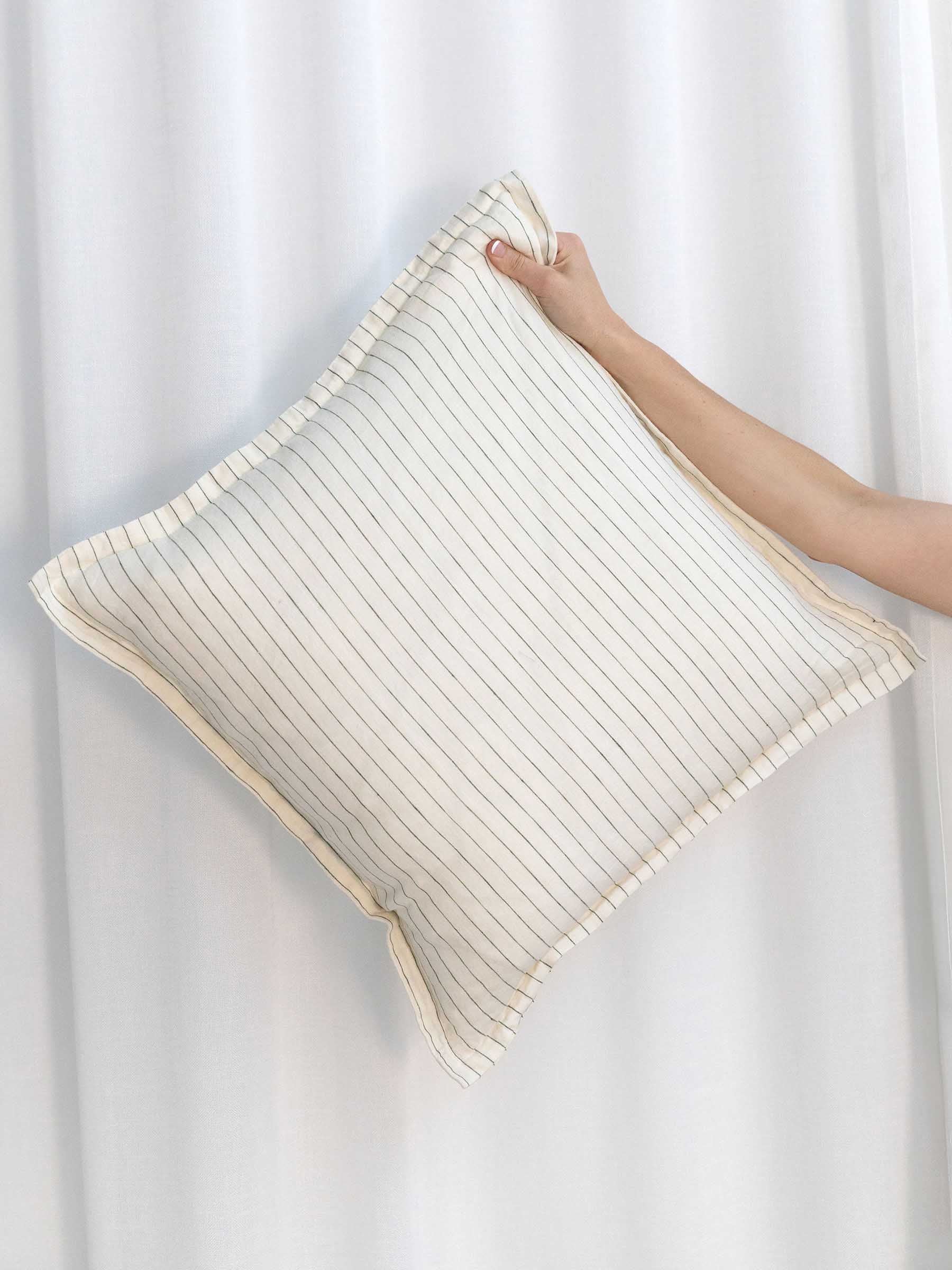 Hudson Linen Cushion Olive Stripe