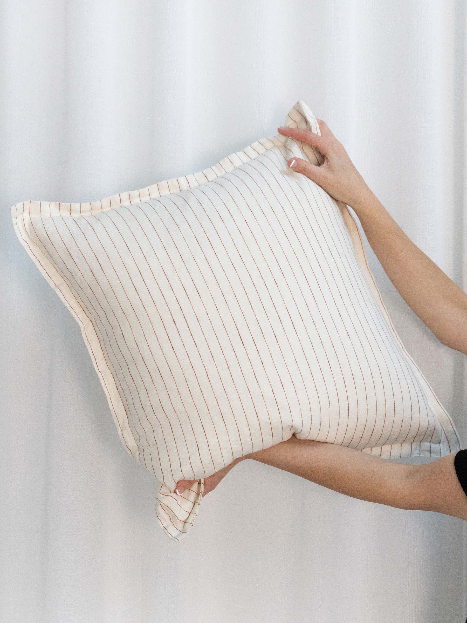 Hudson Linen Cushion Rust Stripe