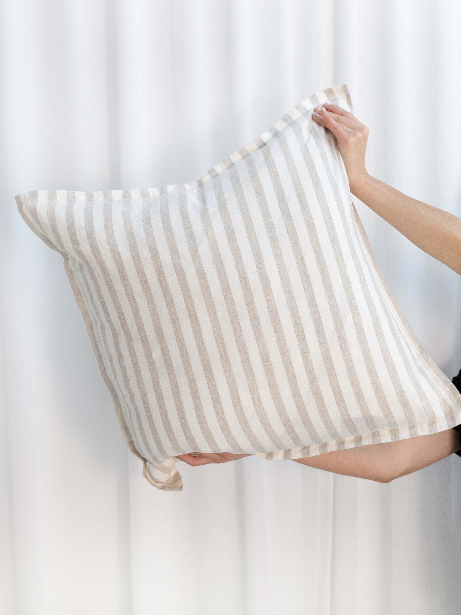 Hudson Linen Cushion Natural Stripe