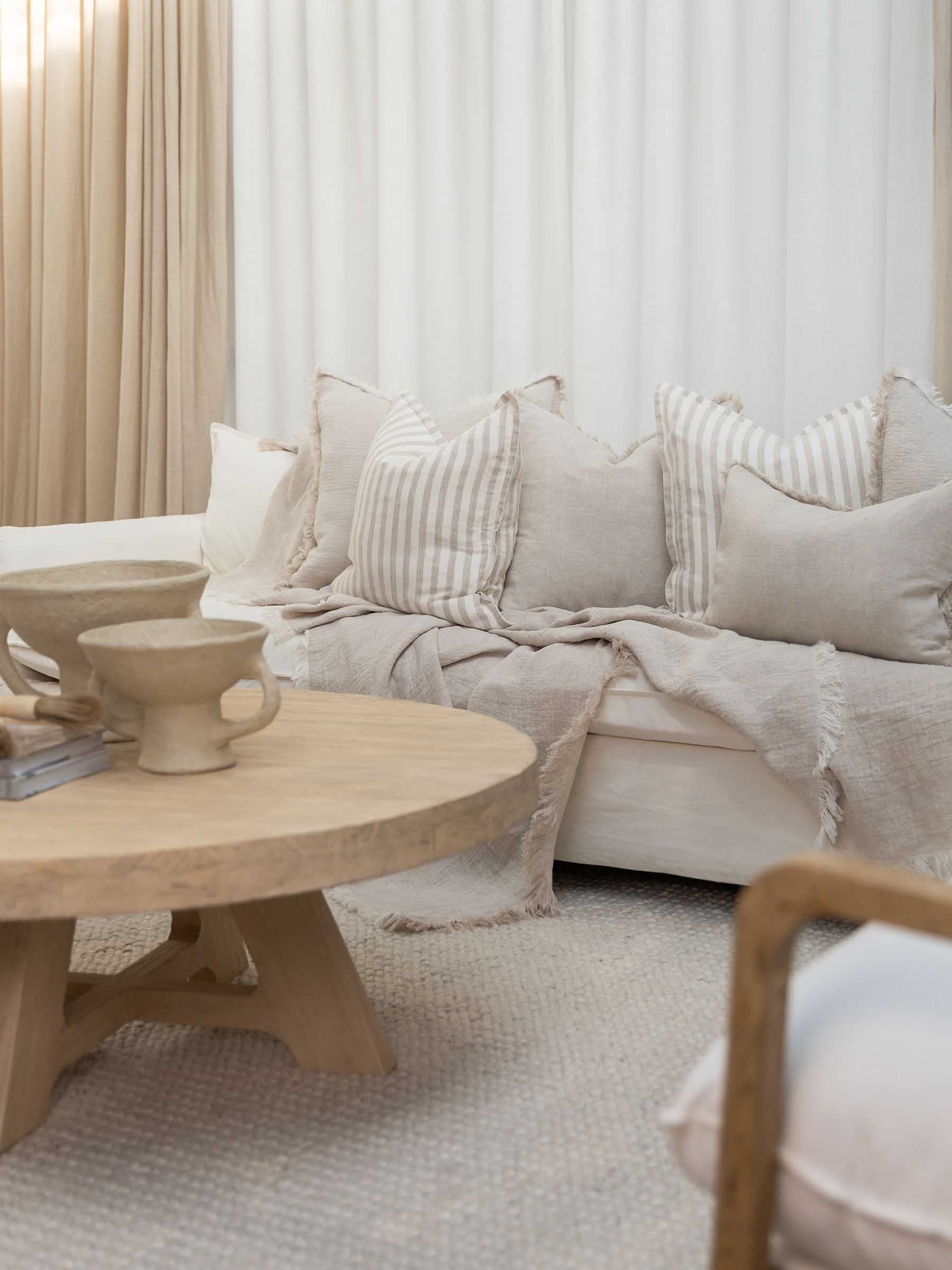 Hudson Linen Cushion Natural Stripe