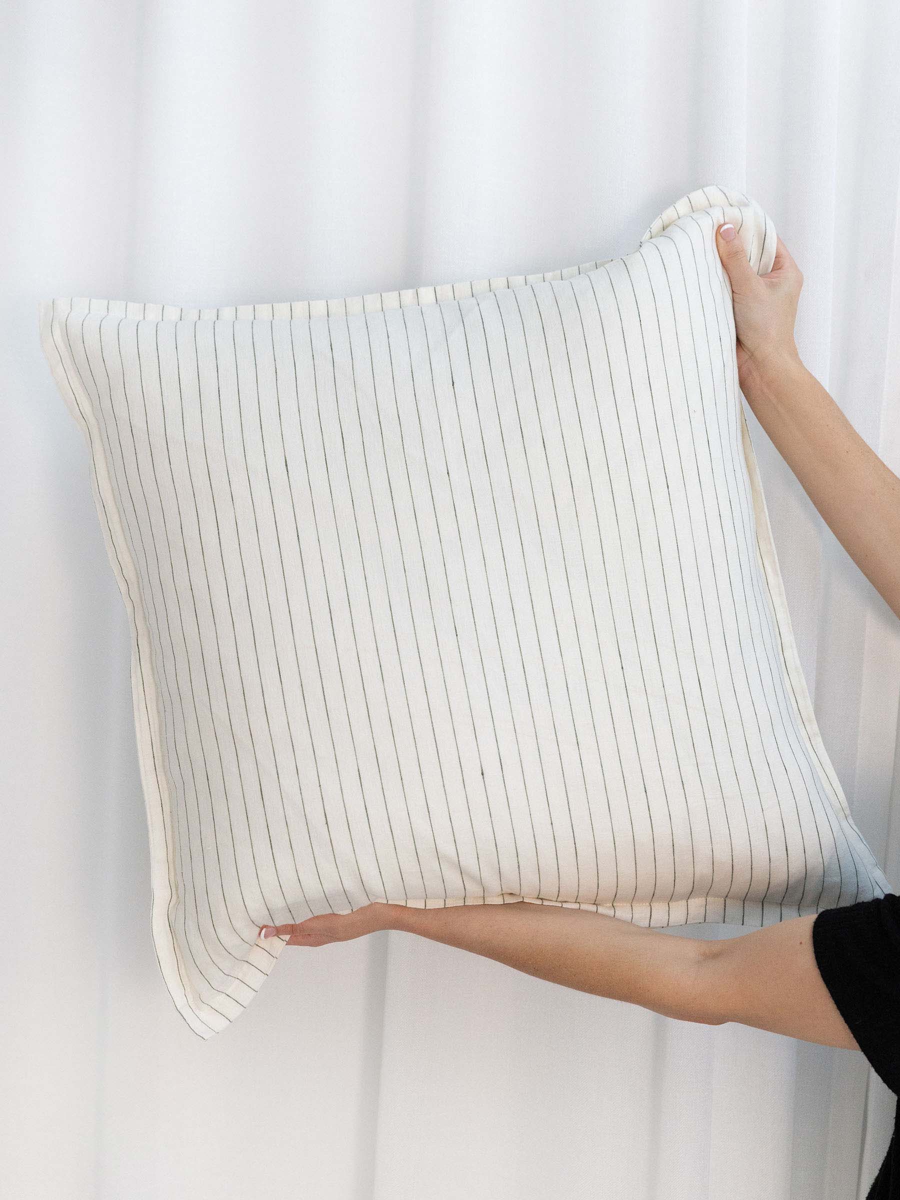 Hudson Linen Cushion Olive Stripe