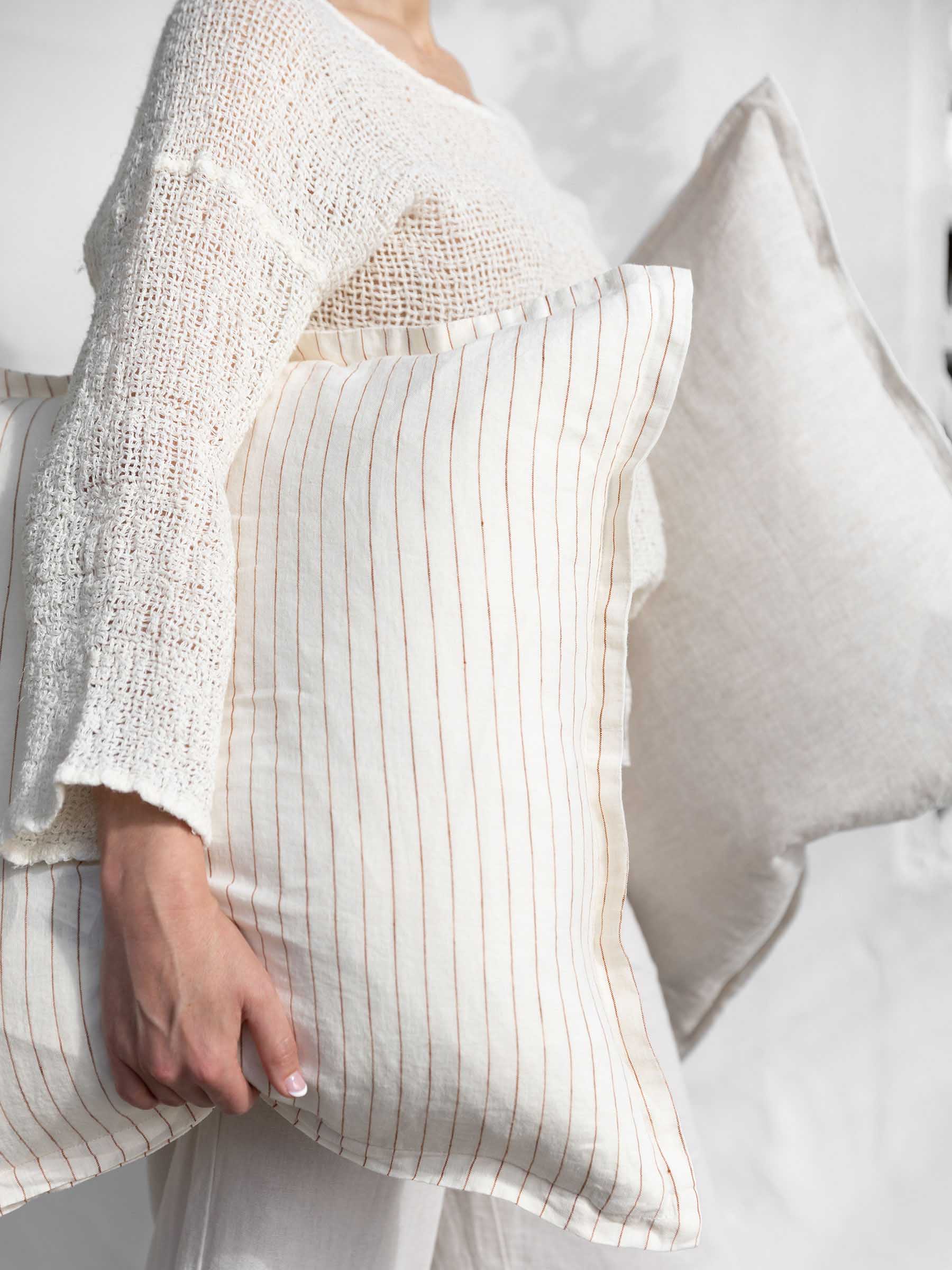 Hudson Linen Cushion Rust Stripe