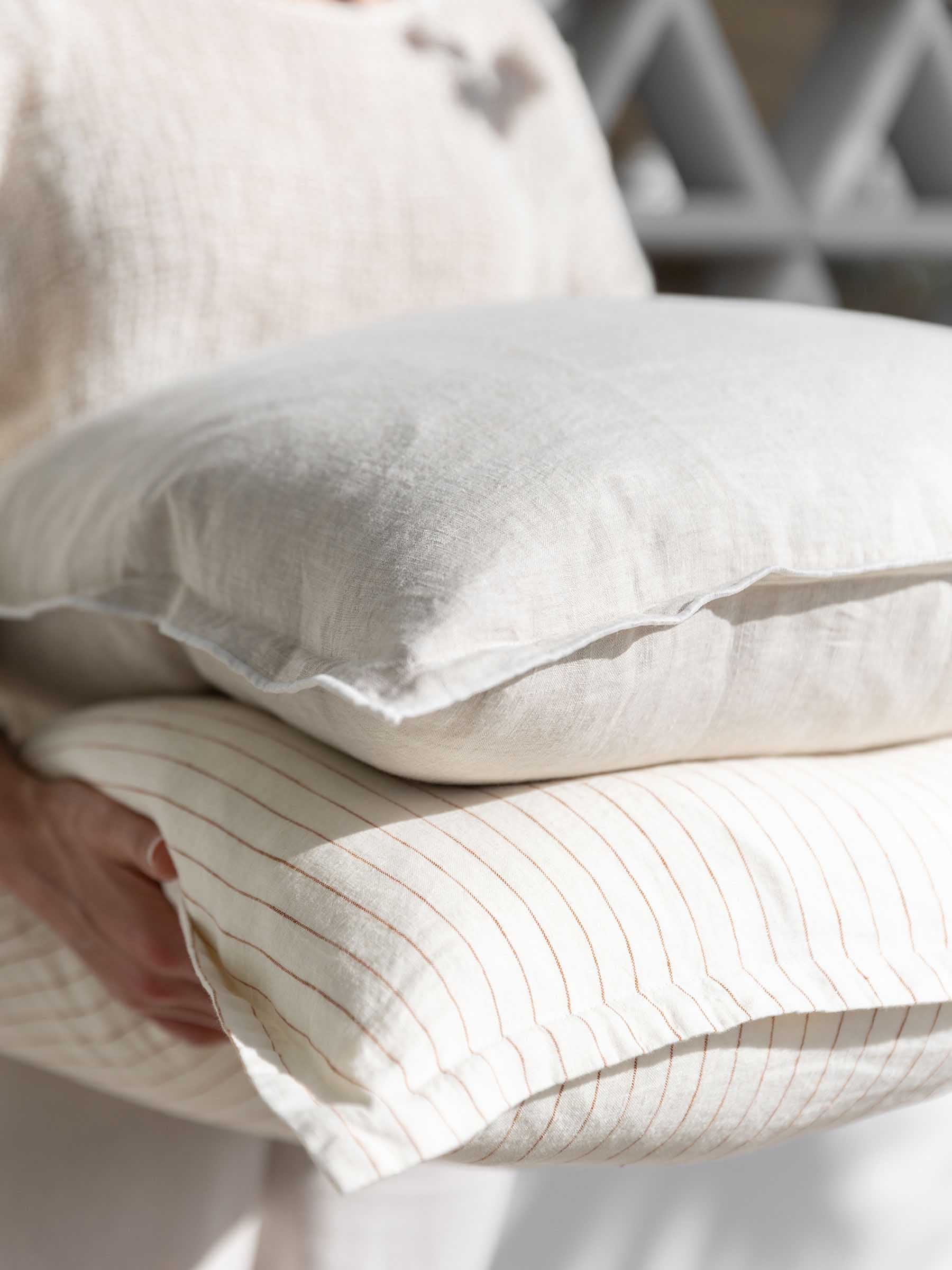 Hudson Linen Cushion Rust Stripe