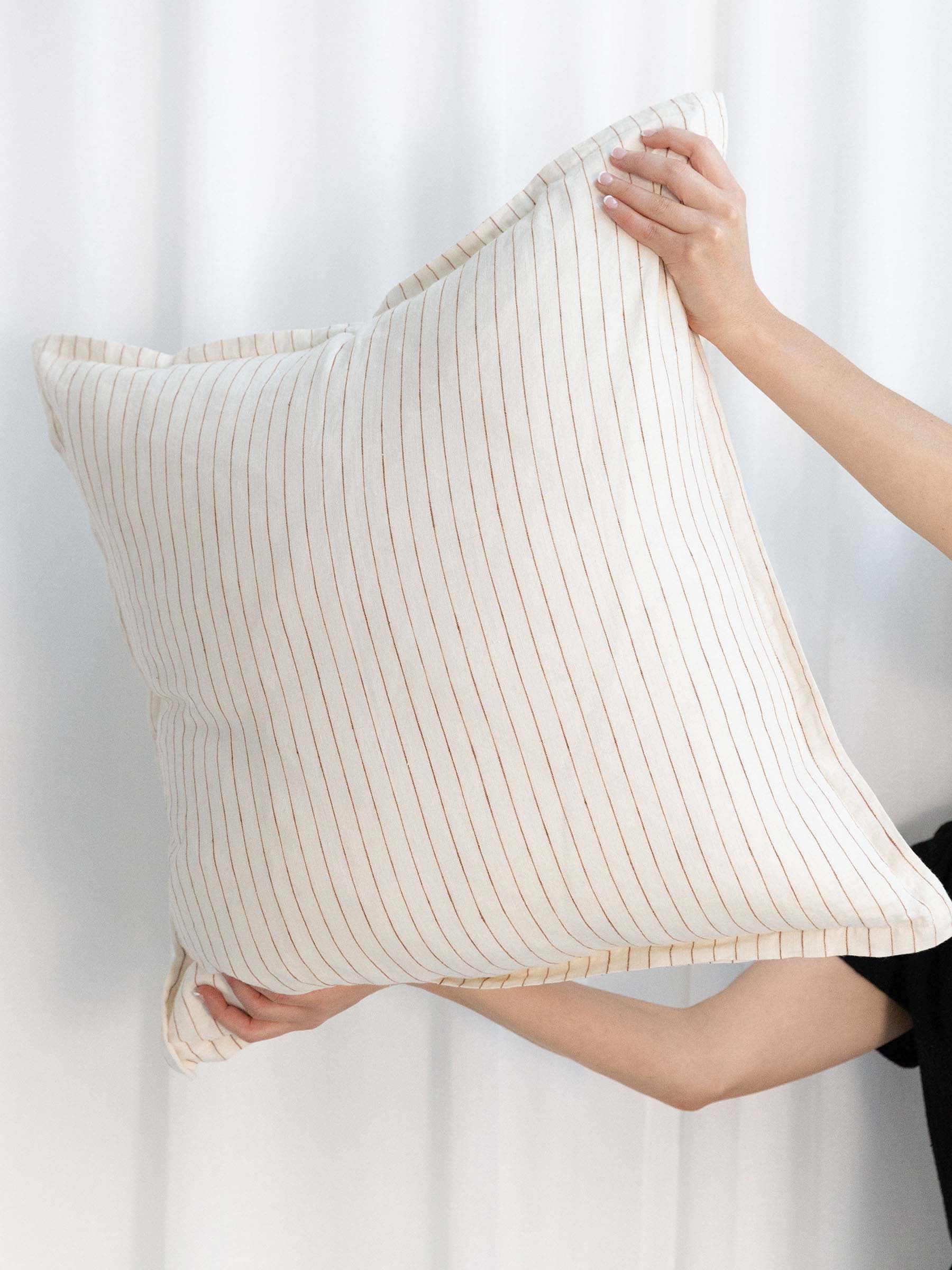 Hudson Linen Cushion Rust Stripe