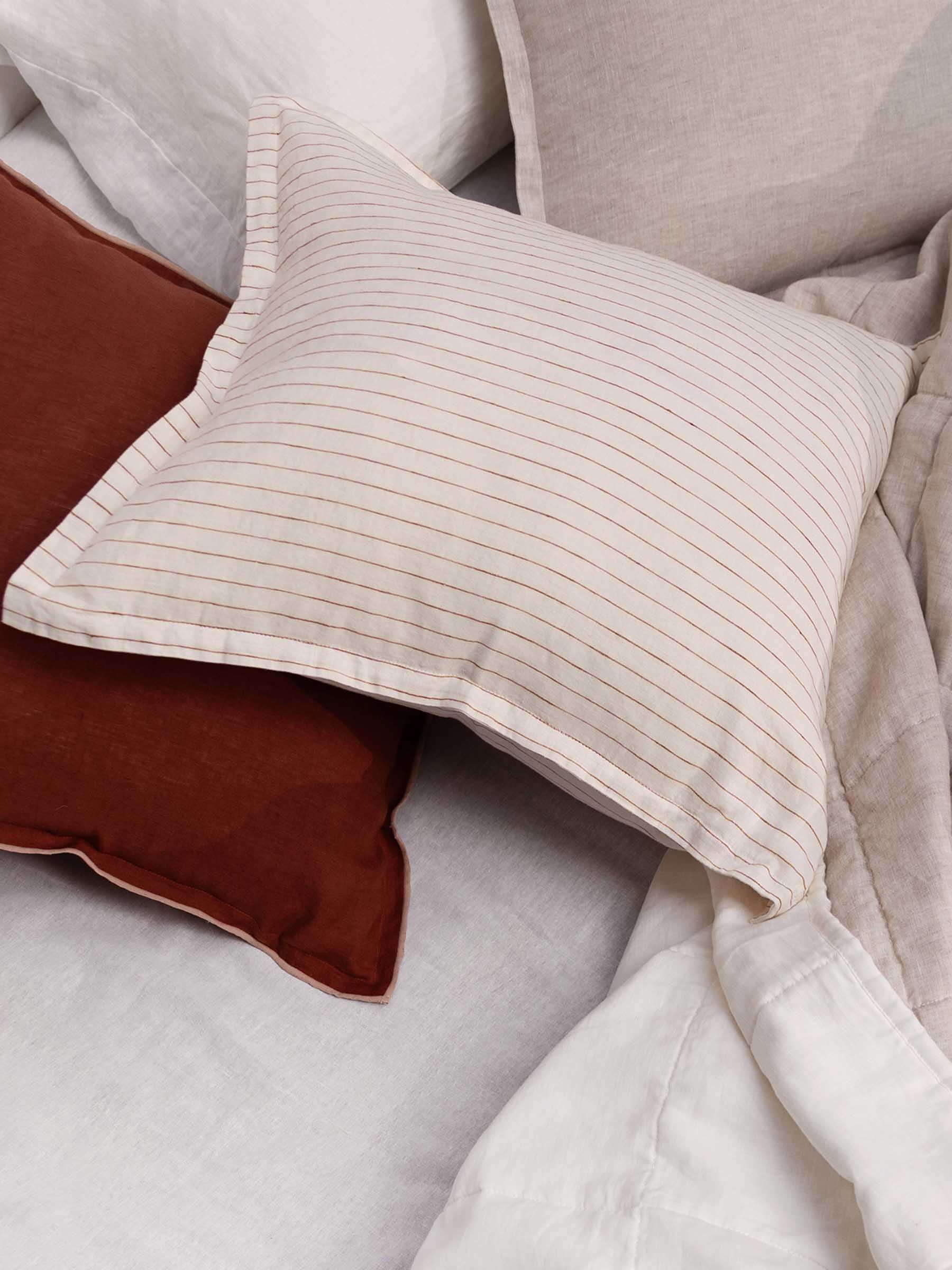 Hudson Linen Cushion Rust Stripe