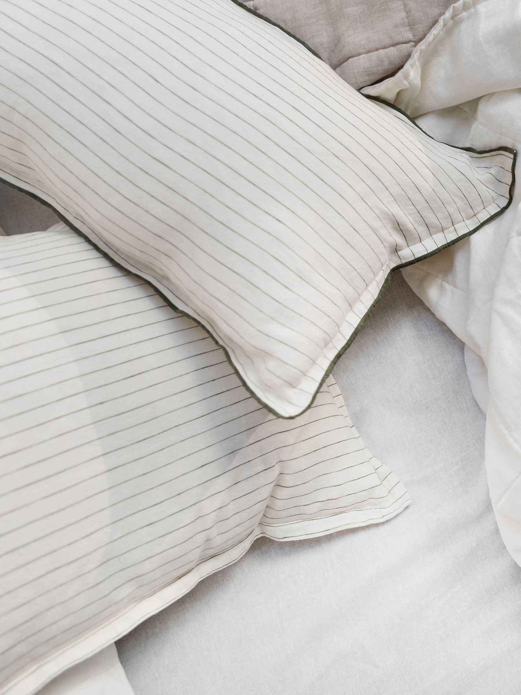 Hudson Linen Cushion Olive Stripe