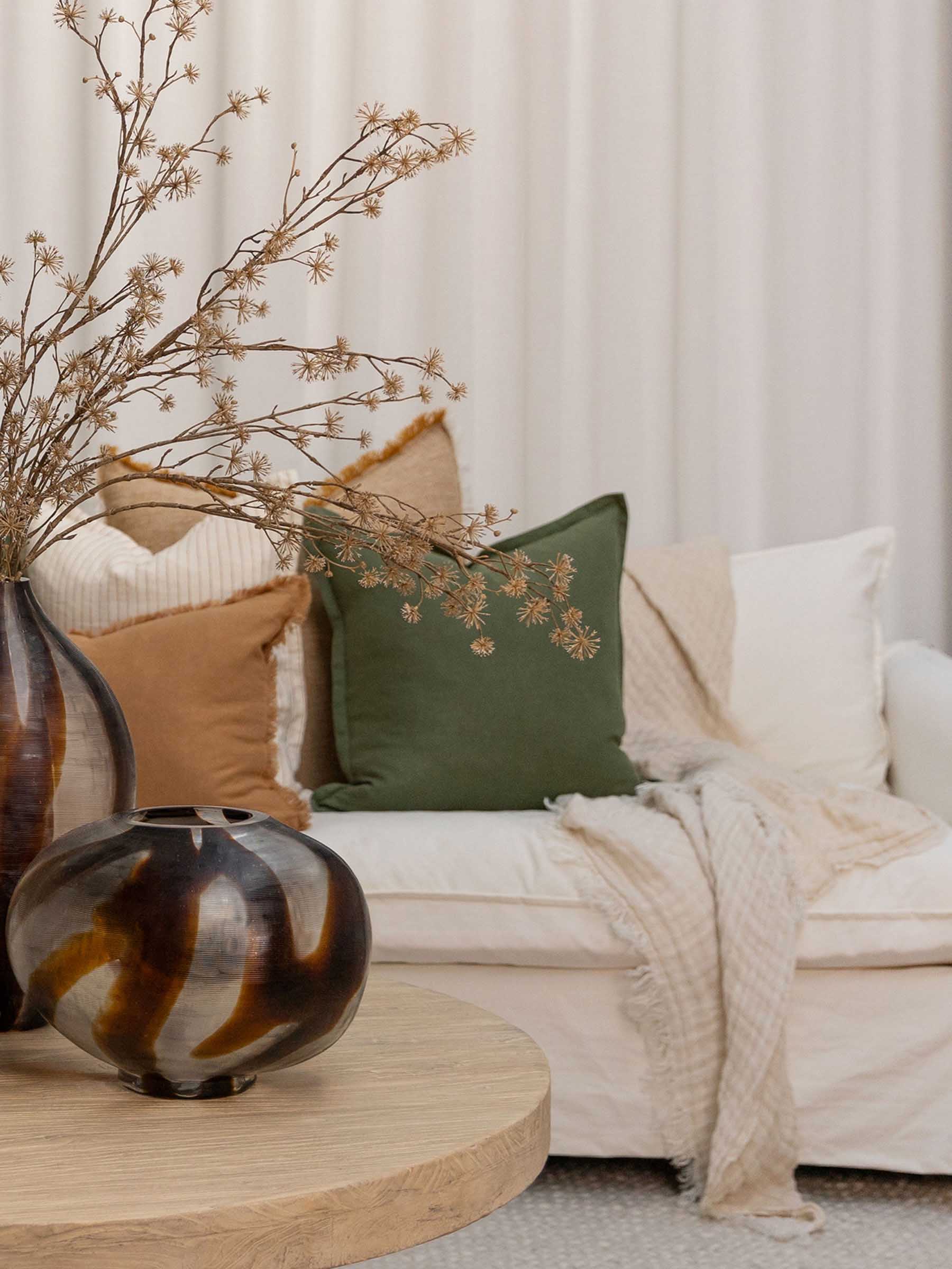 Lia Muslin Linen Throw Two Tone Vanilla