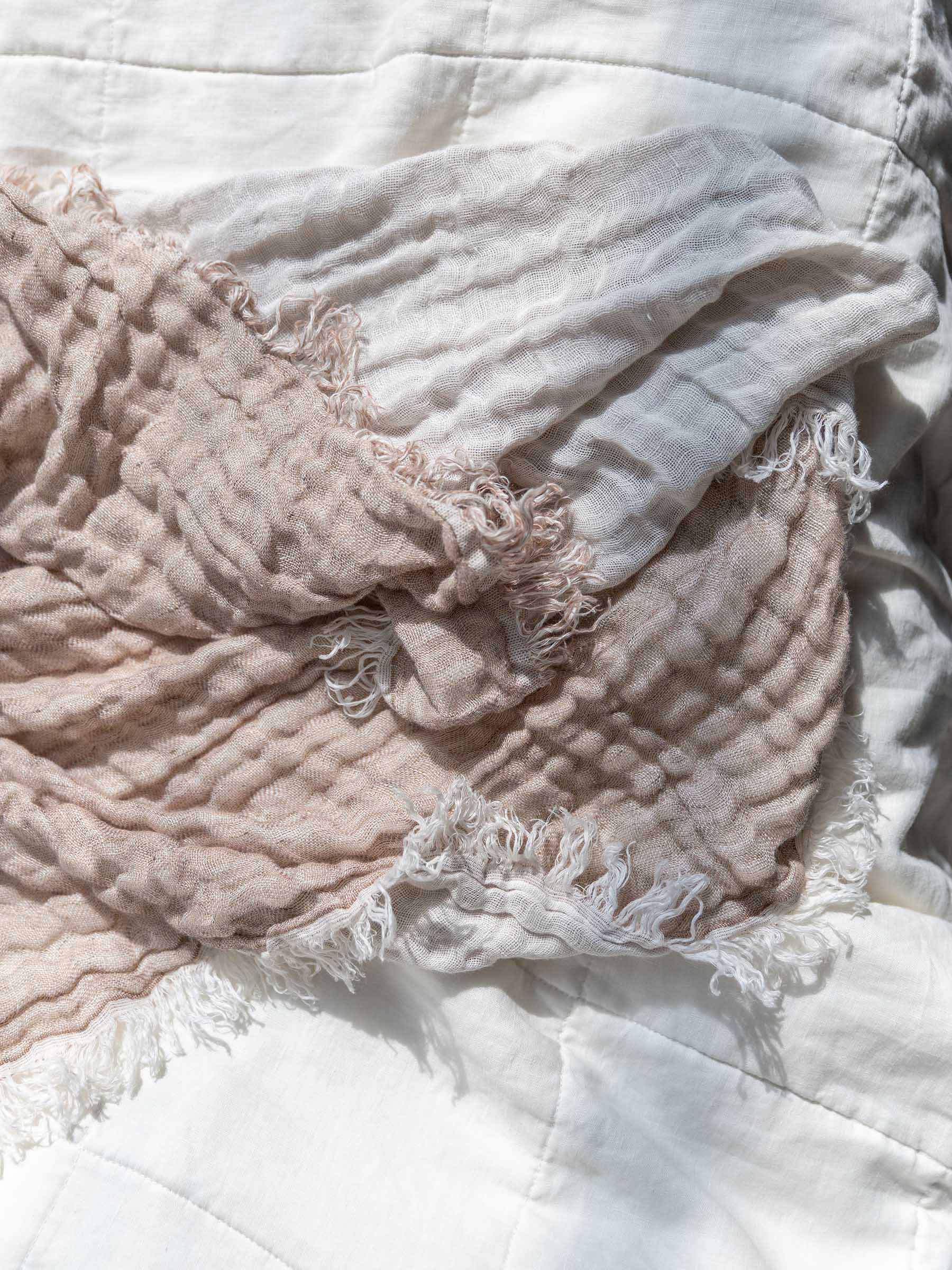Lia Muslin Linen Throw Two Tone Mocha | PRE ORDER