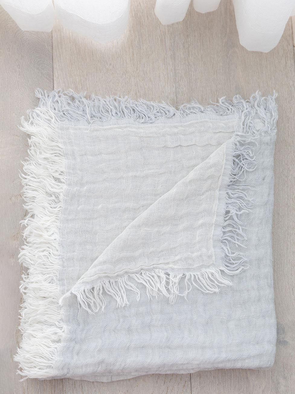 Lia Muslin Linen Throw Two Tone Cloud