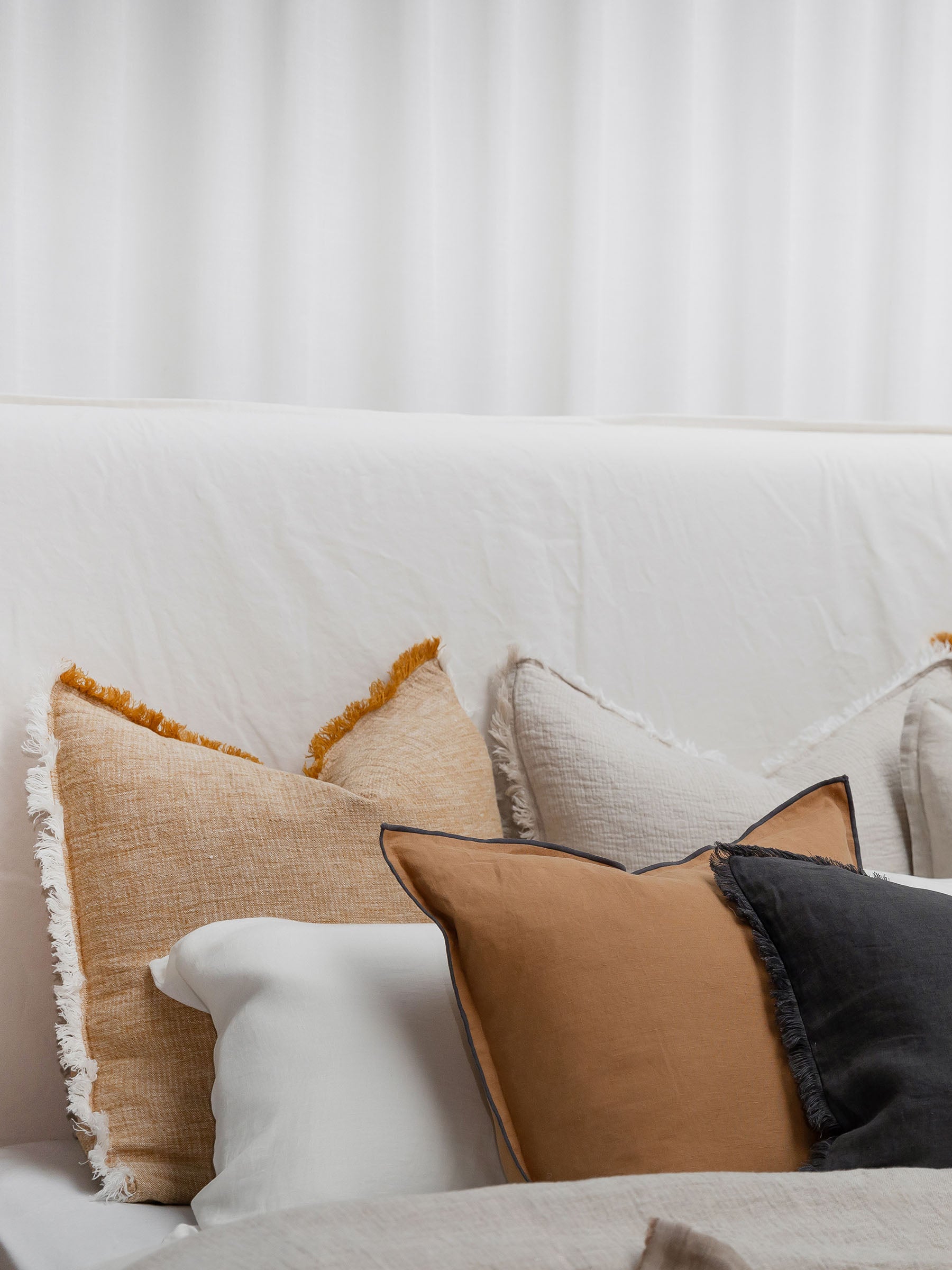 Harlow Linen Cushion Butterscotch