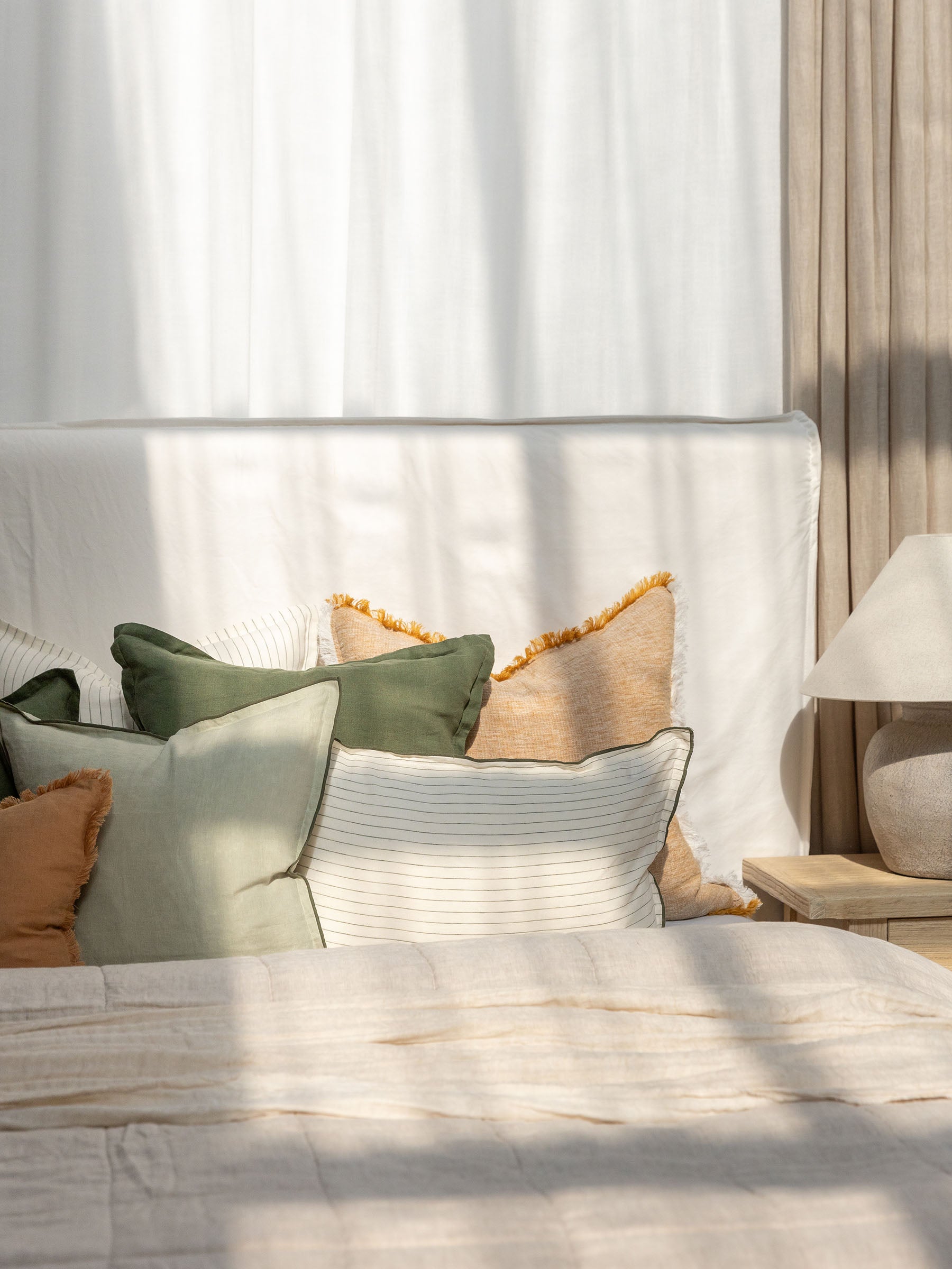 Harlow Linen Cushion Gumleaf