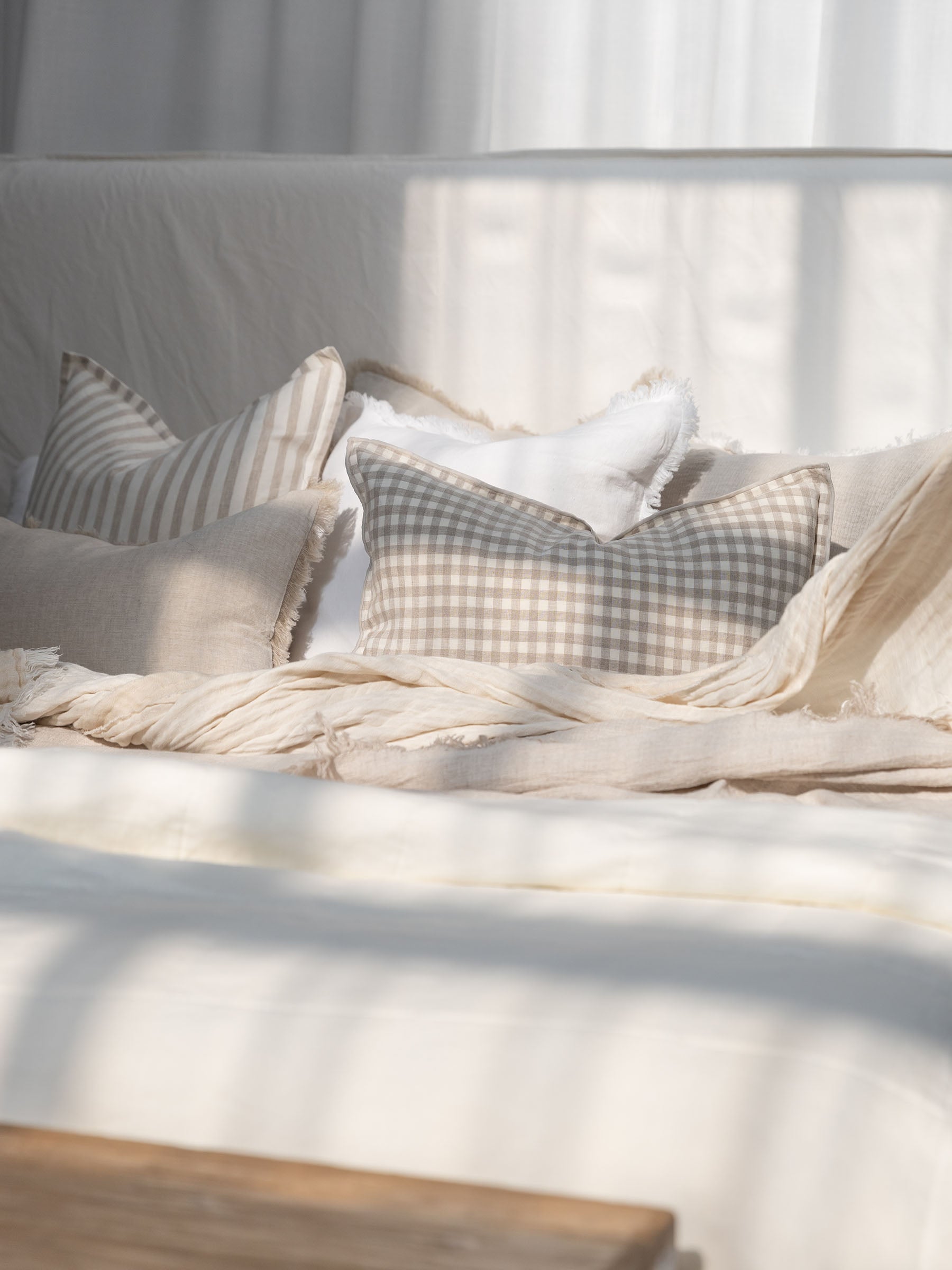 Lucas Lumbar Linen Cushion Gingham