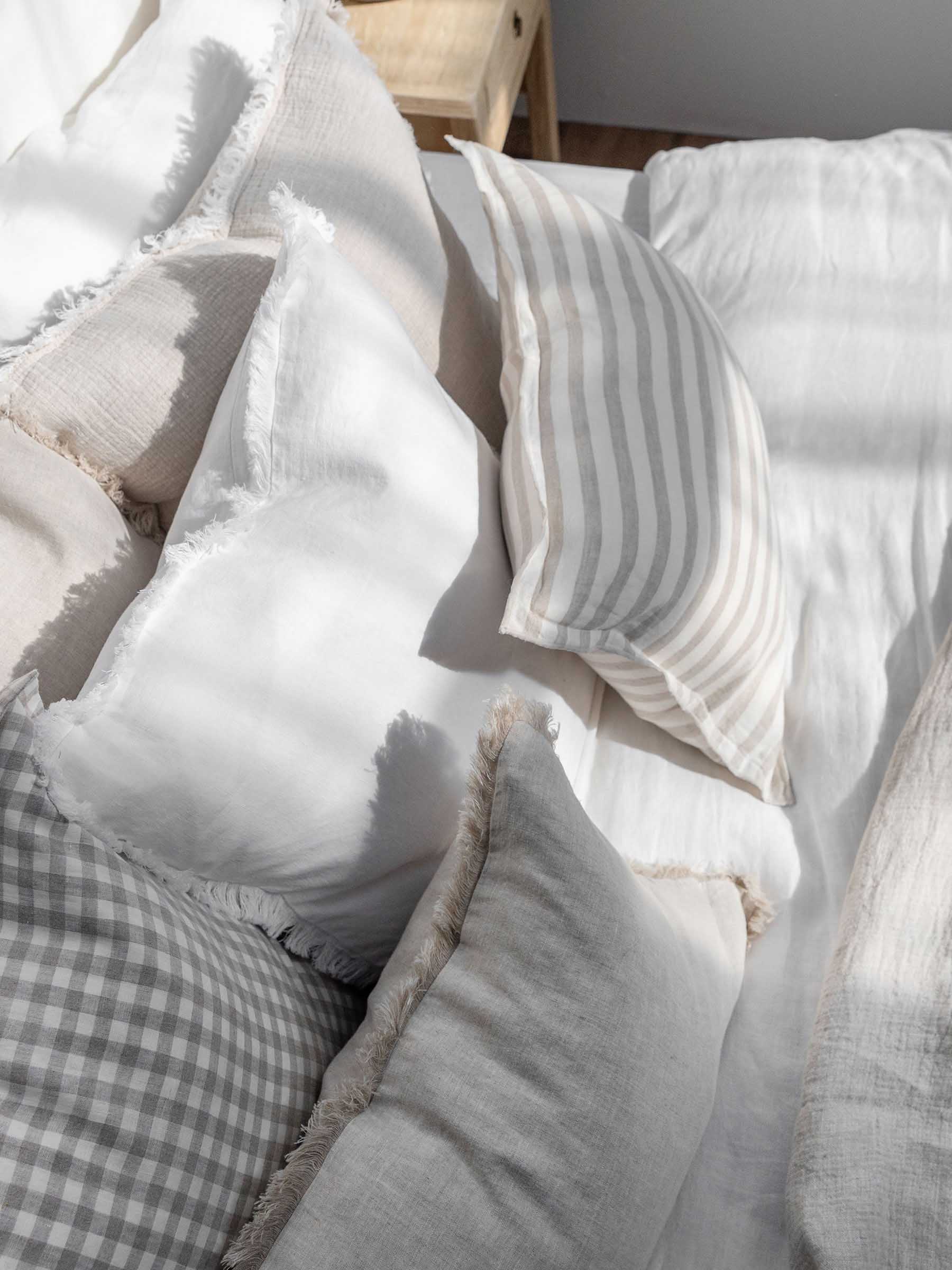 Lucas Lumbar Linen Cushion Natural Stripe