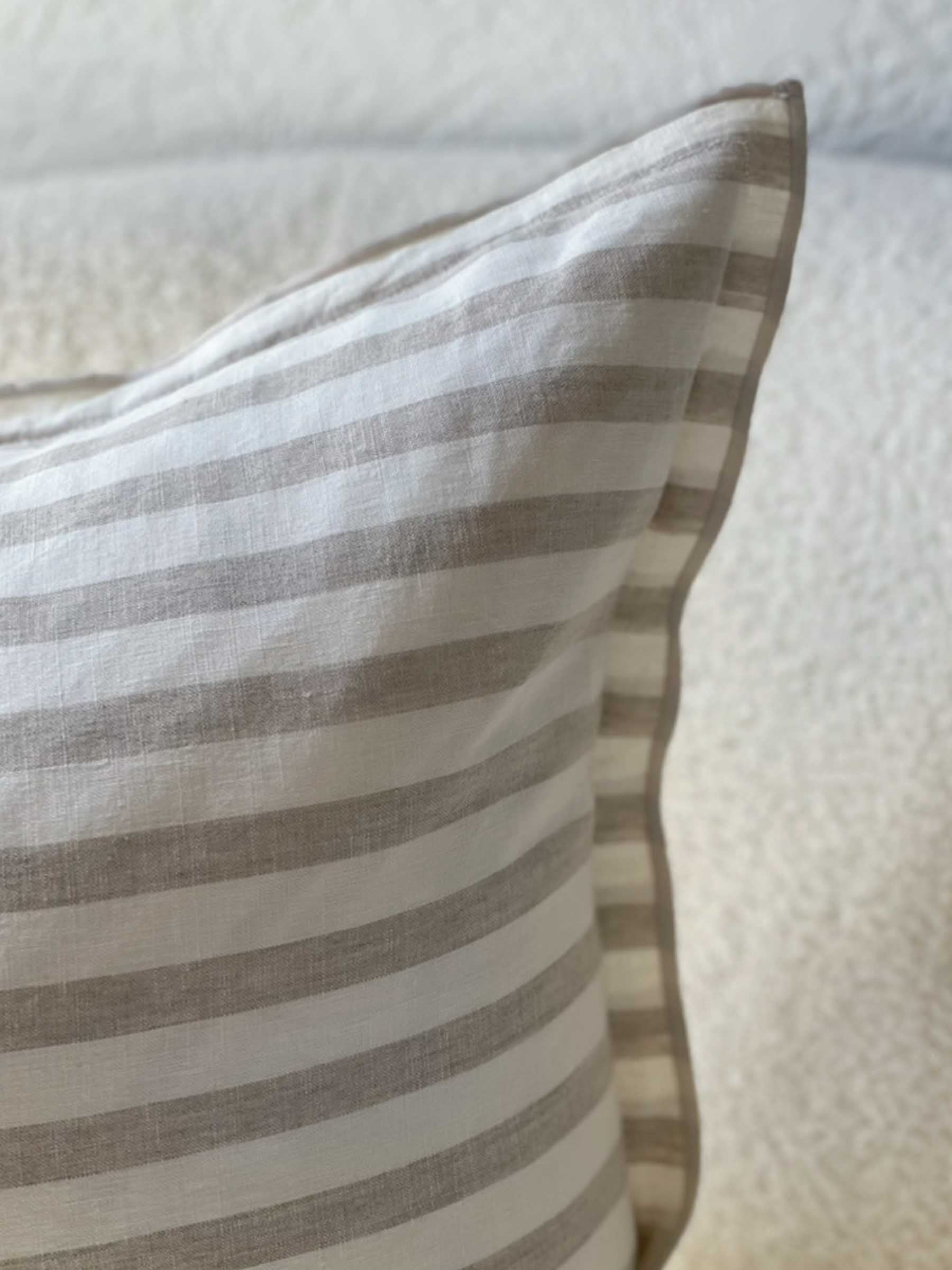 Lucas Lumbar Linen Cushion Natural Stripe