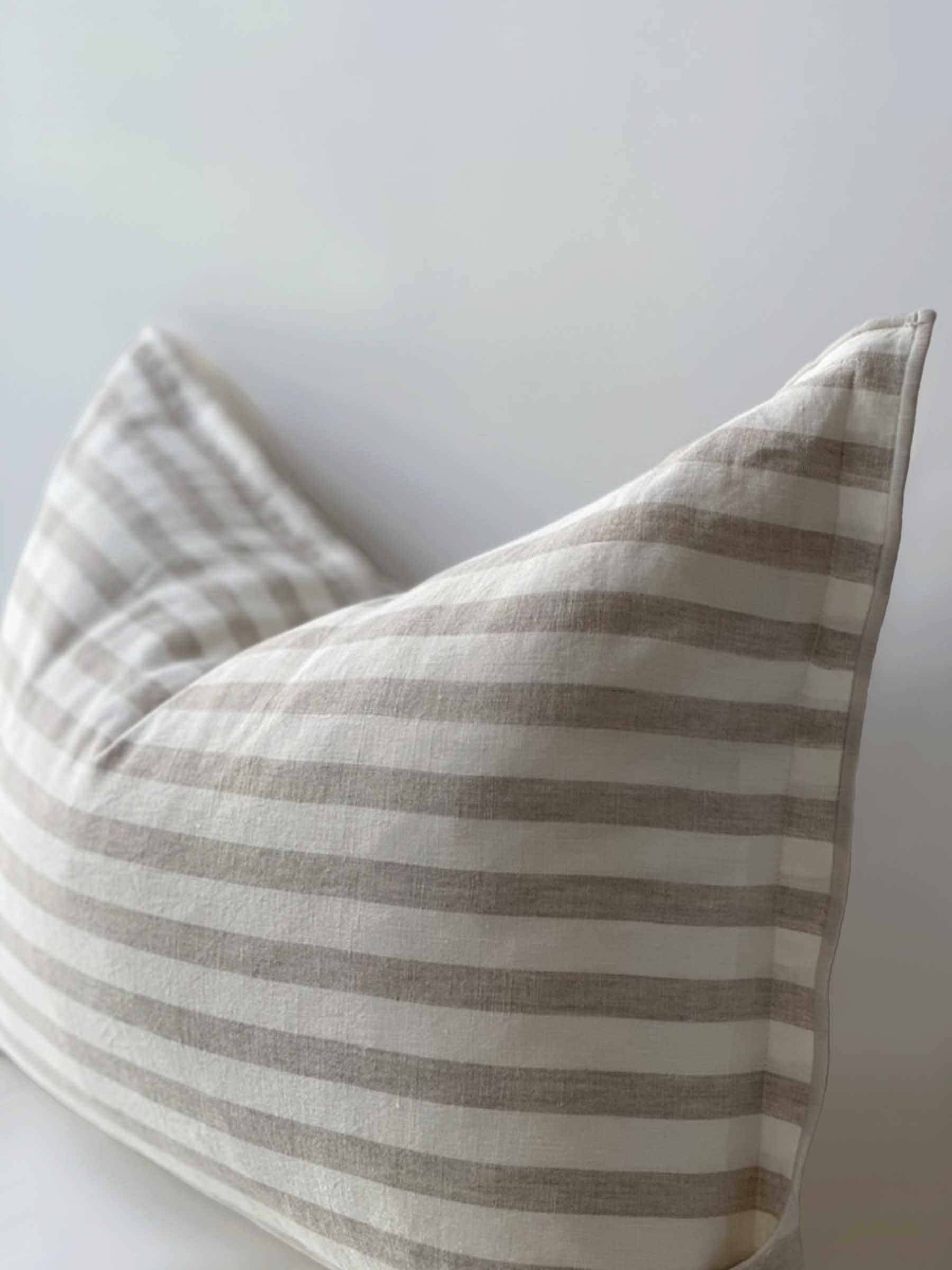 Lucas Lumbar Linen Cushion Natural Stripe