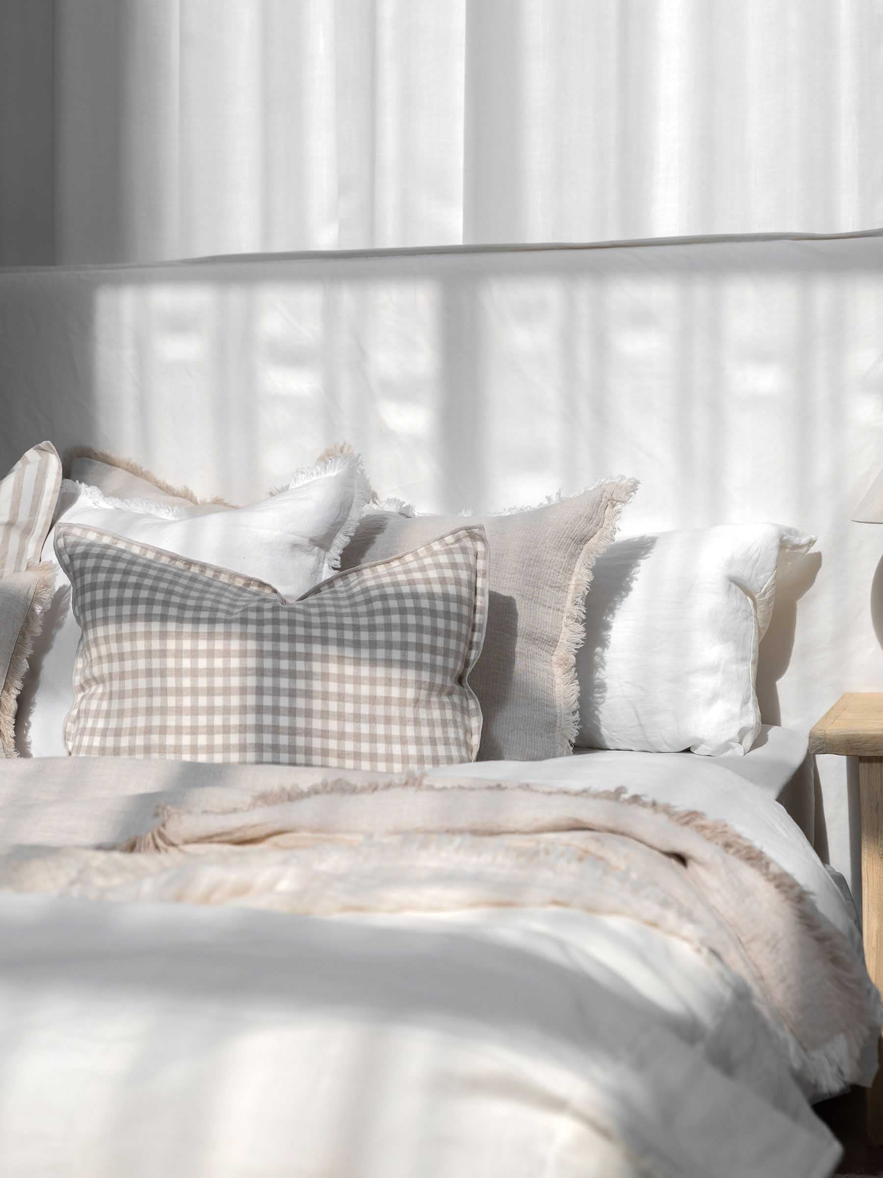 Lucas Lumbar Linen Cushion Gingham