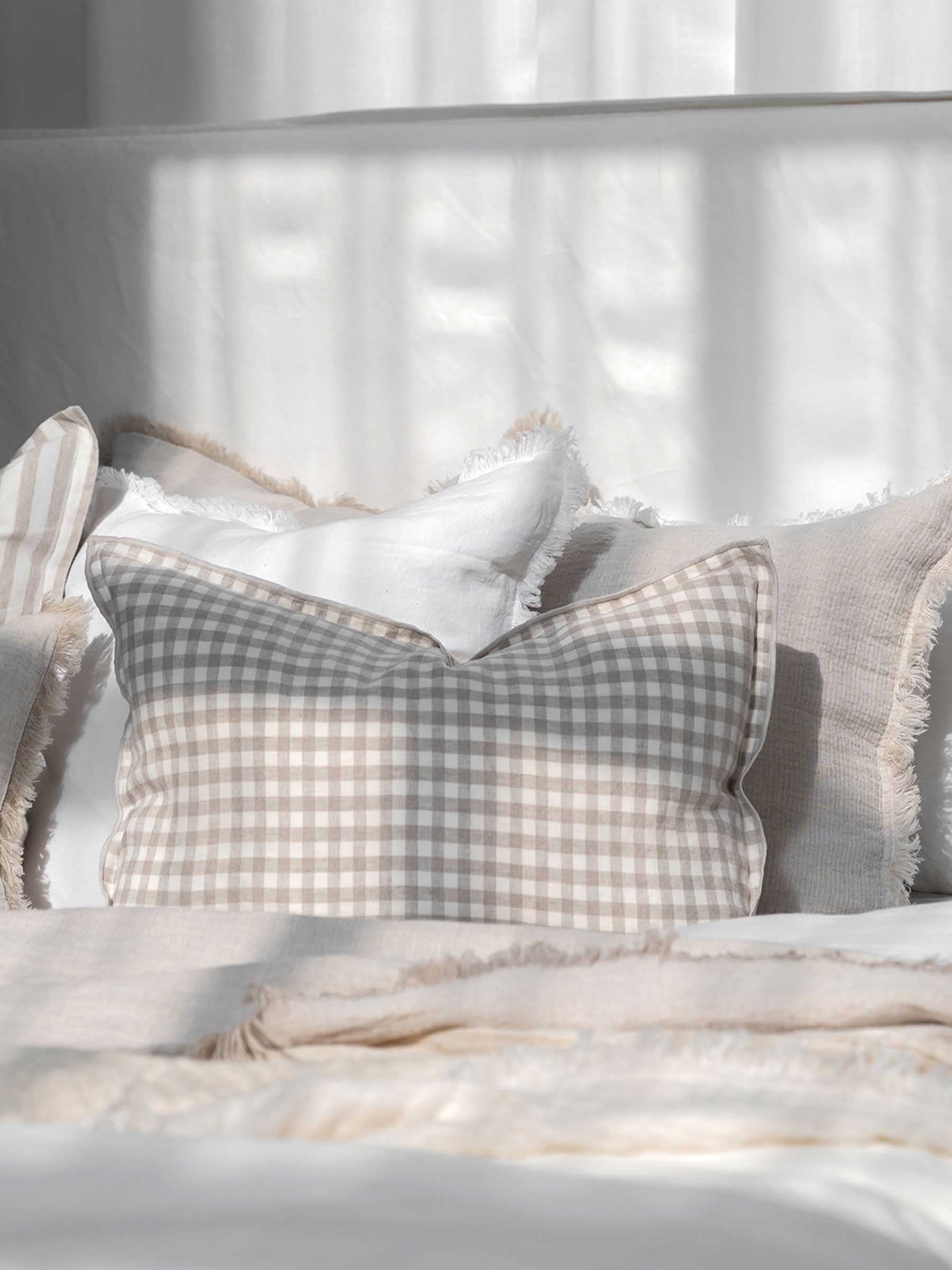 Lucas Lumbar Linen Cushion Gingham