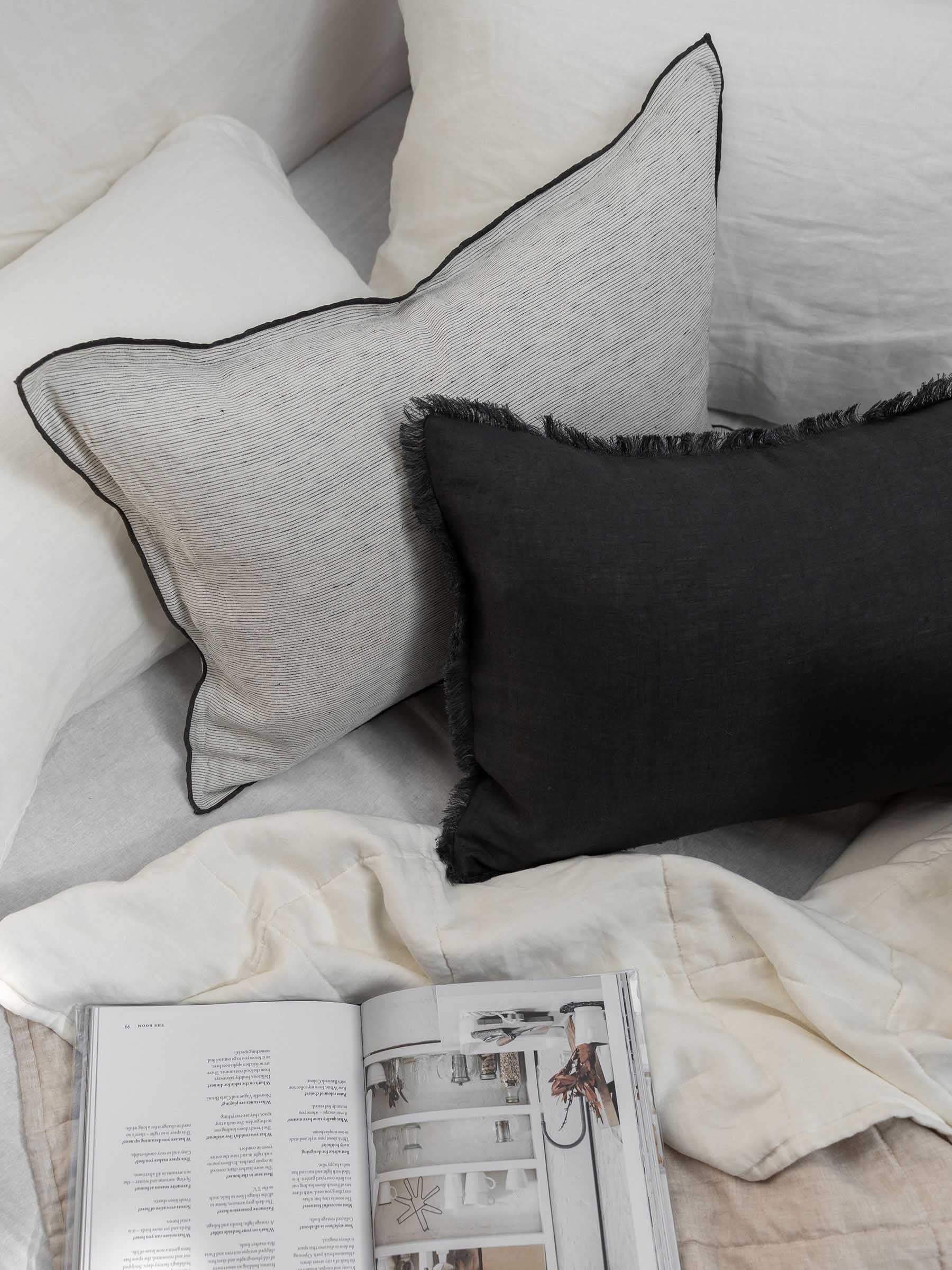 Lucas Lumbar Linen Cushion Pinstripe