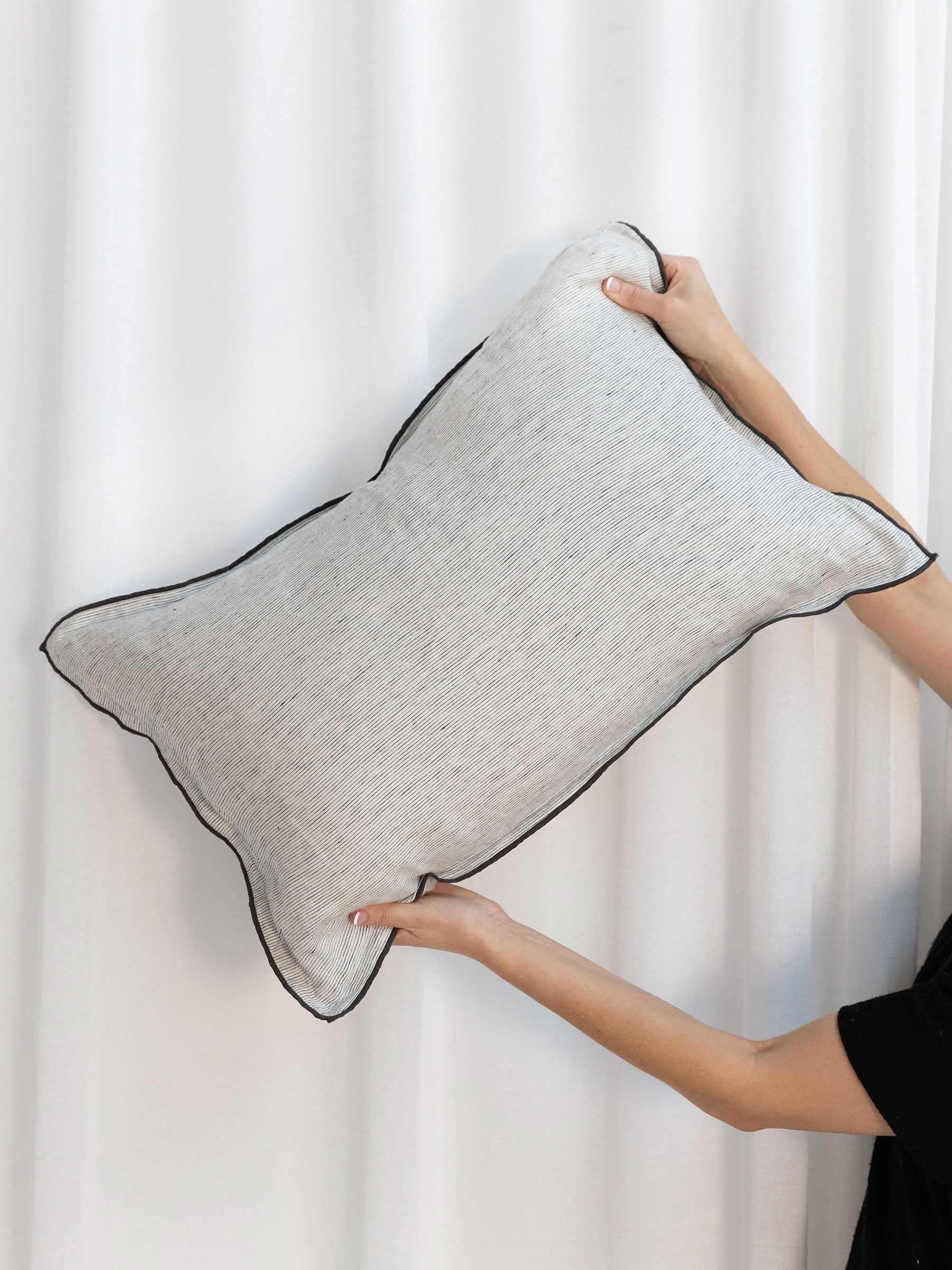 Lucas Lumbar Linen Cushion Pinstripe