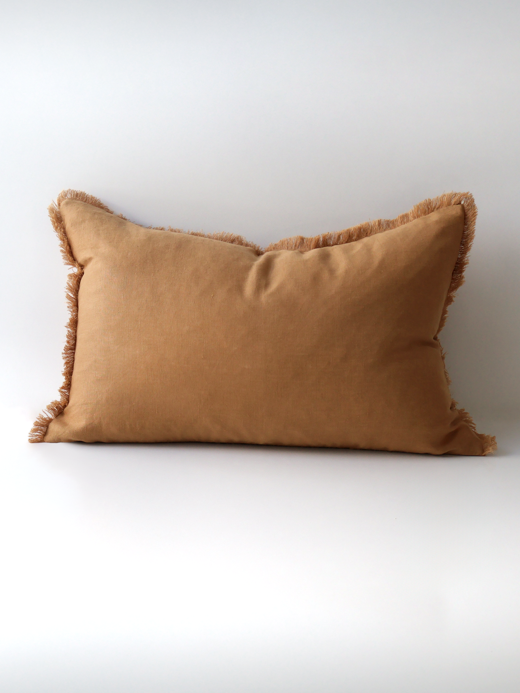 Luna Fringed Linen Cushion Butterscotch
