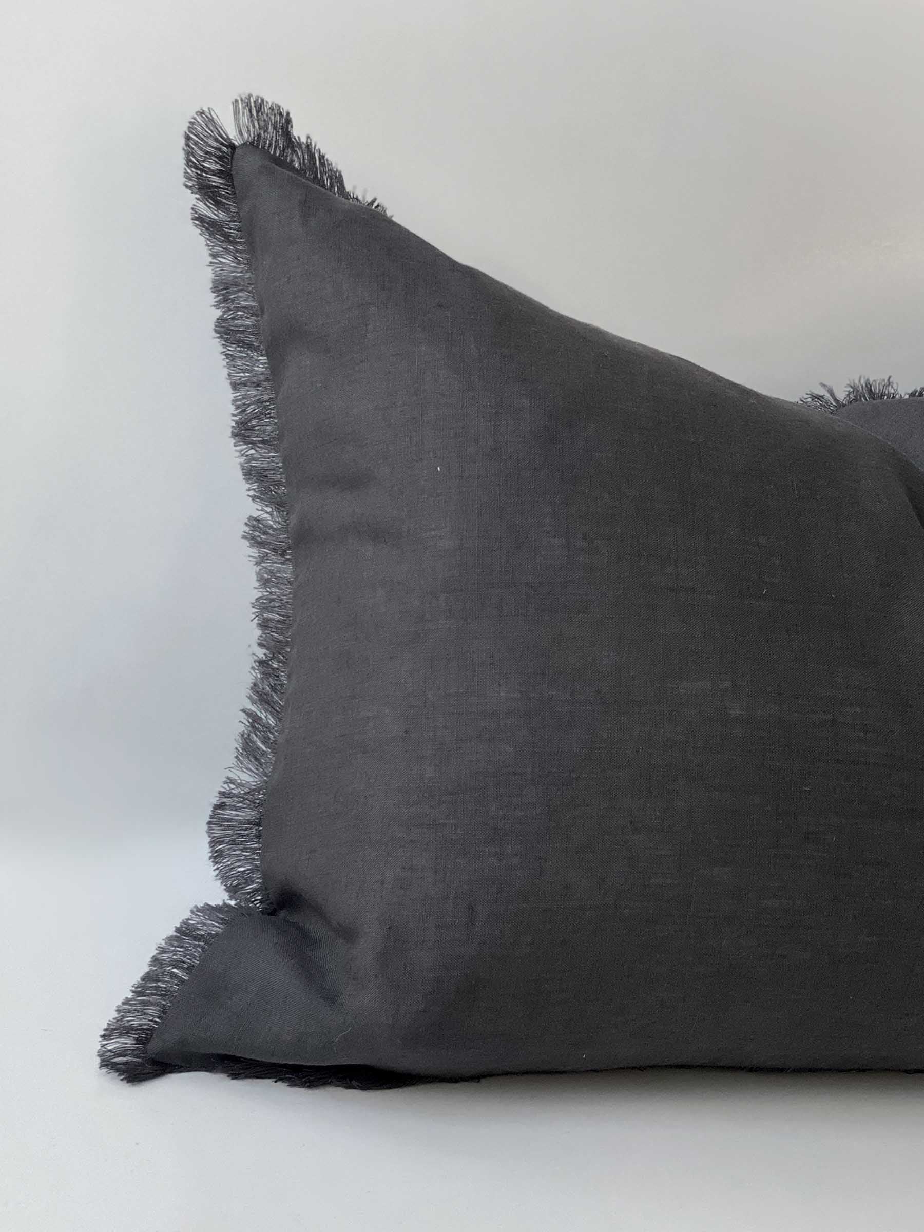 Luna Fringed Linen Cushion Pepper