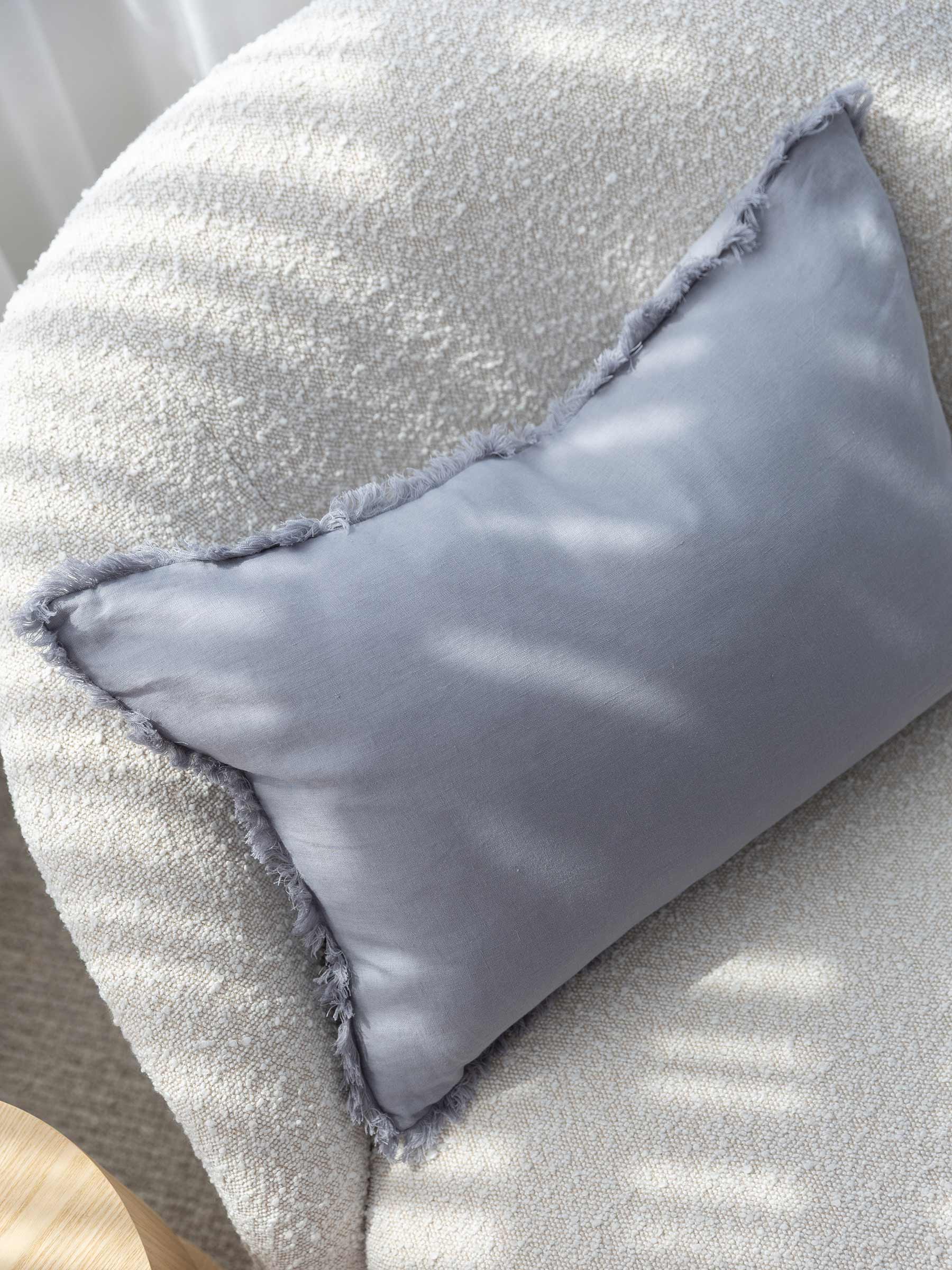 Luna Fringed Linen Cushion Soft Violet