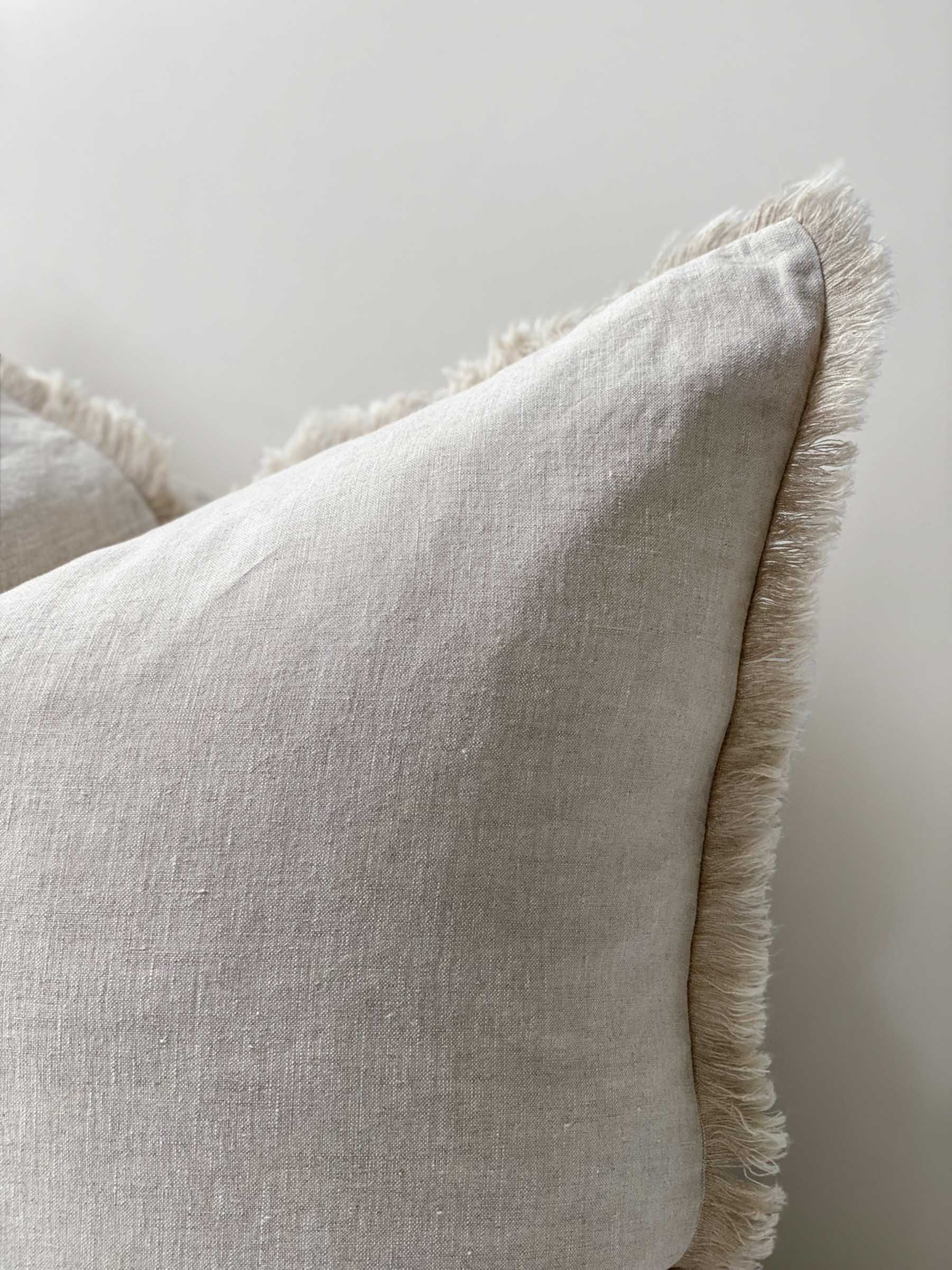 Milo Fringed Linen Cushion Natural