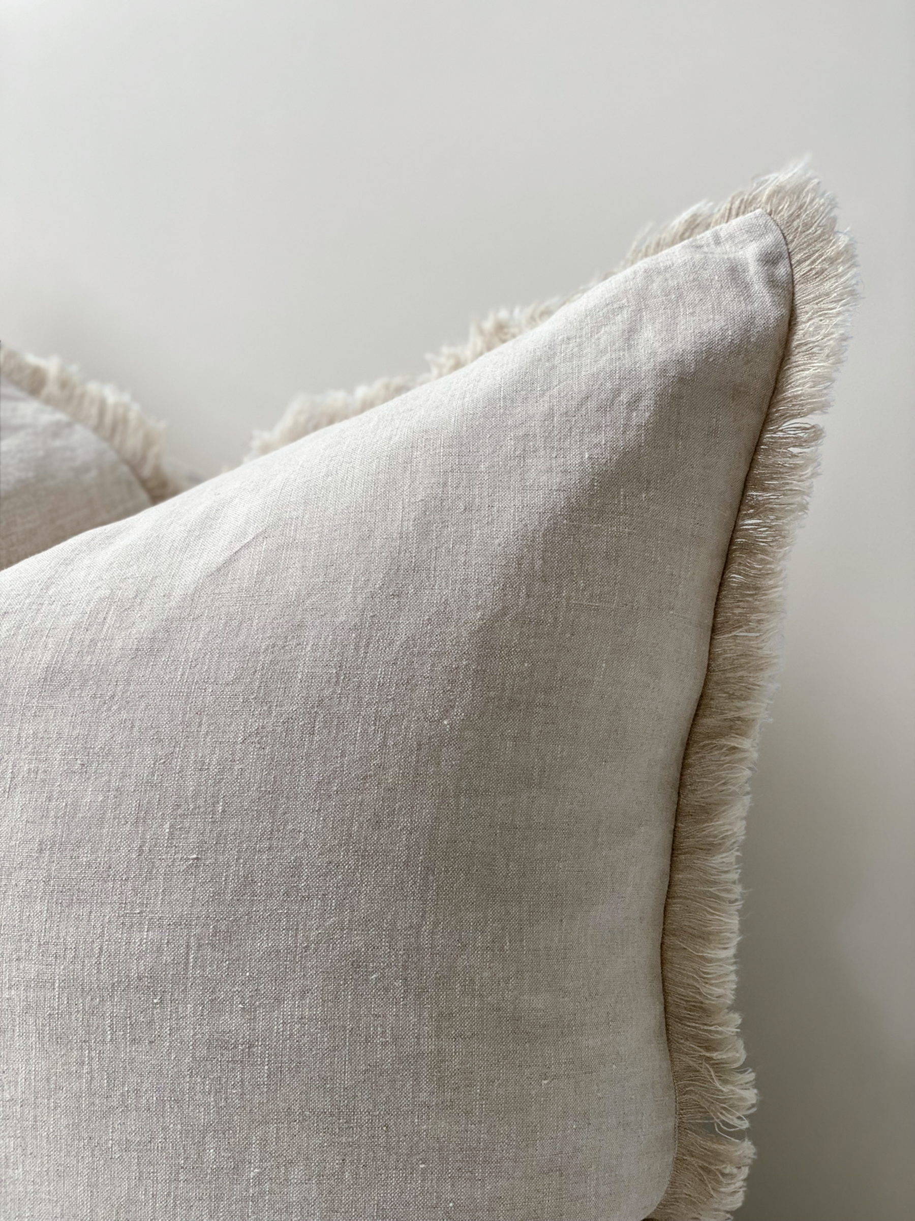 Milo Fringed Linen Cushion Natural