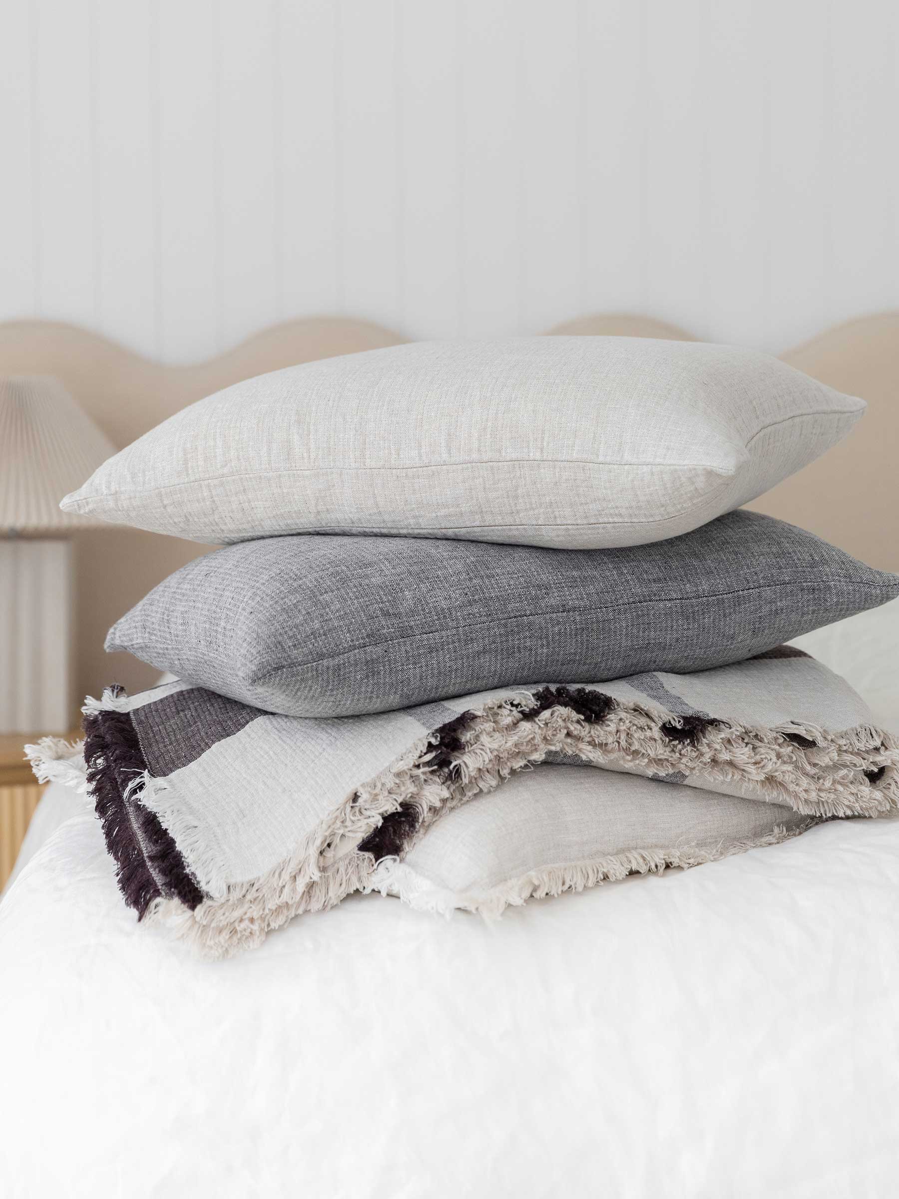 Oliver Heavy Linen Lumbar Cushion Charcoal