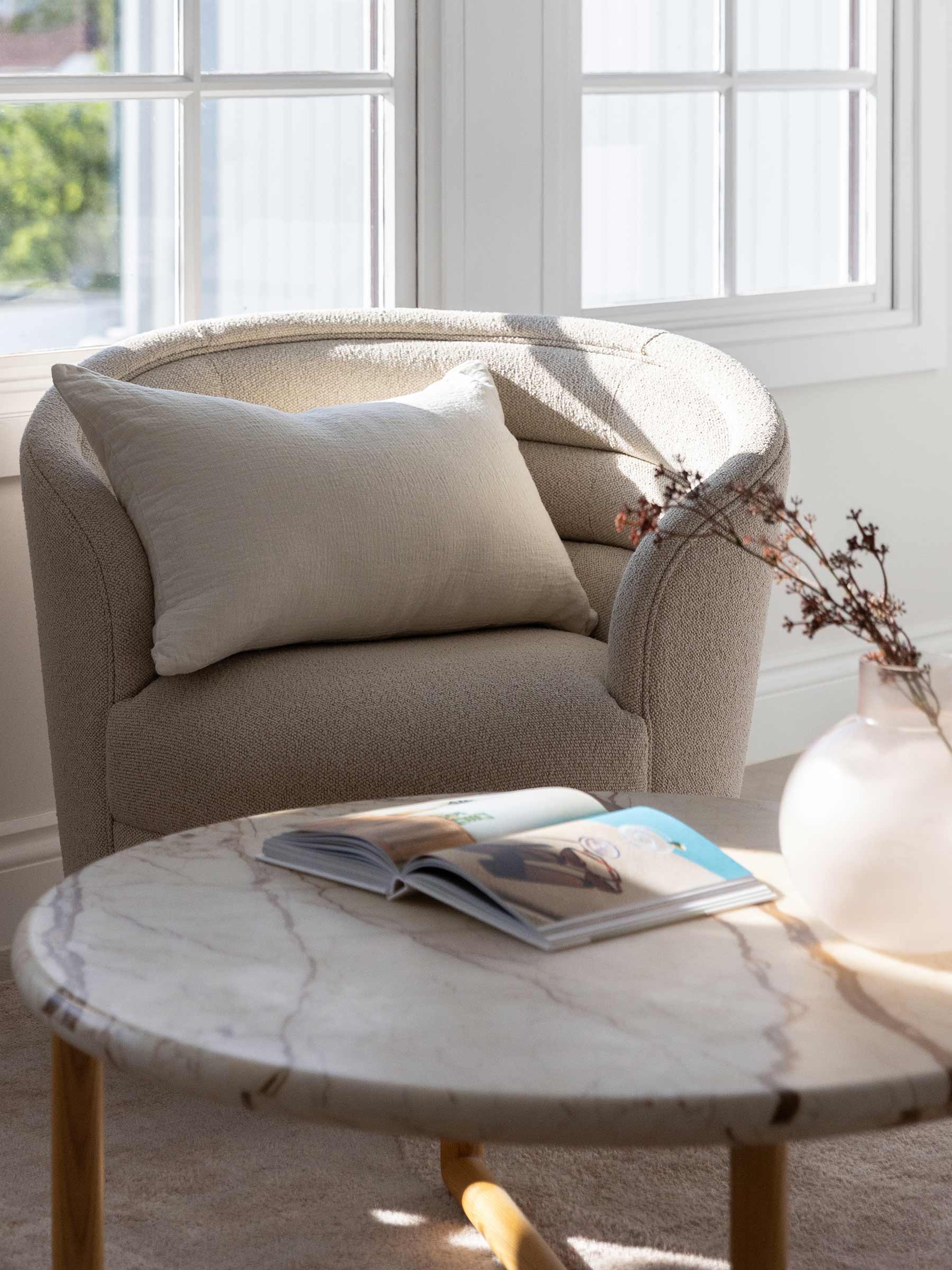 Oliver Heavy Linen Lumbar Cushion Natural White