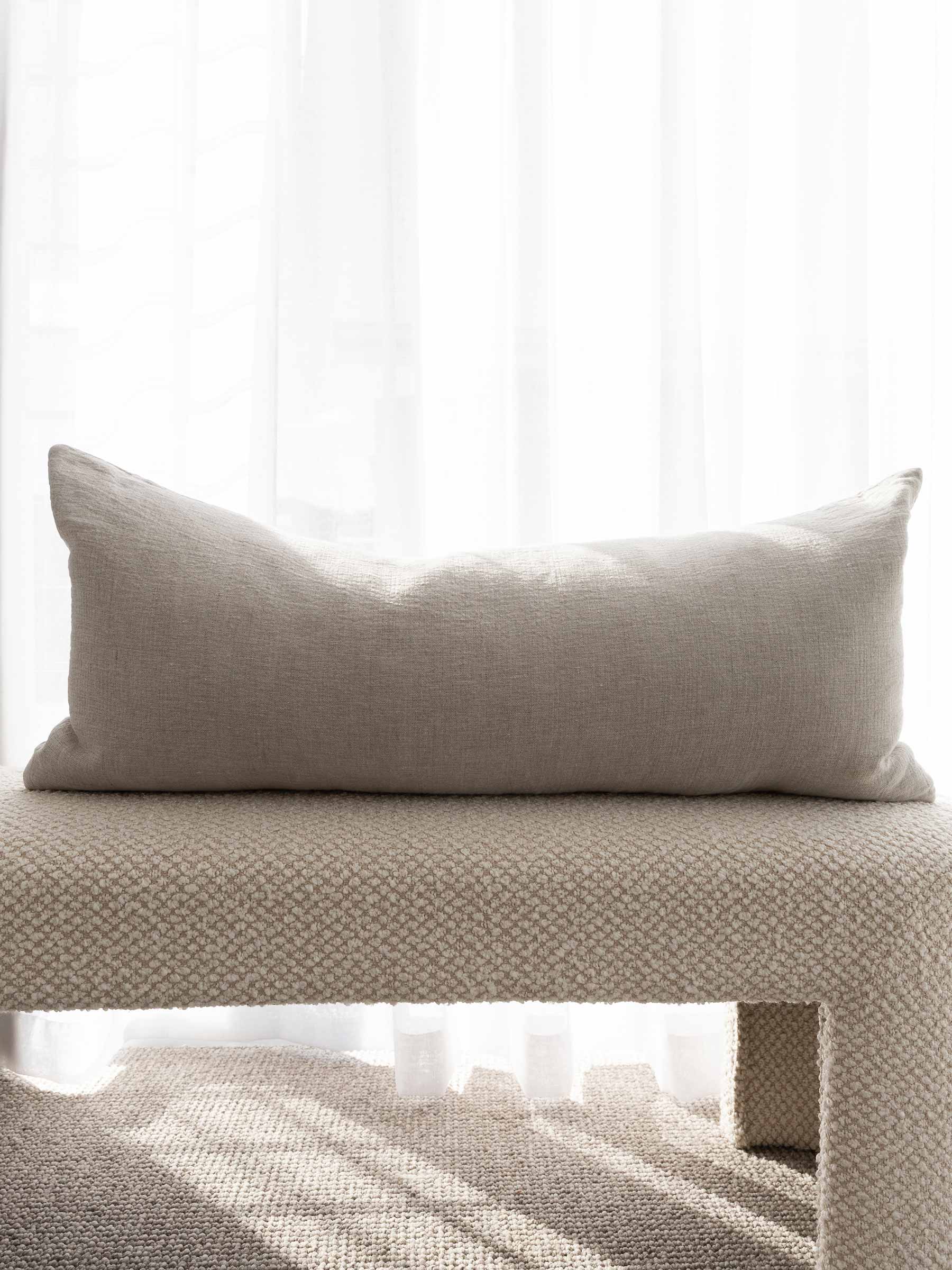 Oliver Heavy Linen Long Lumbar Cushion Natural