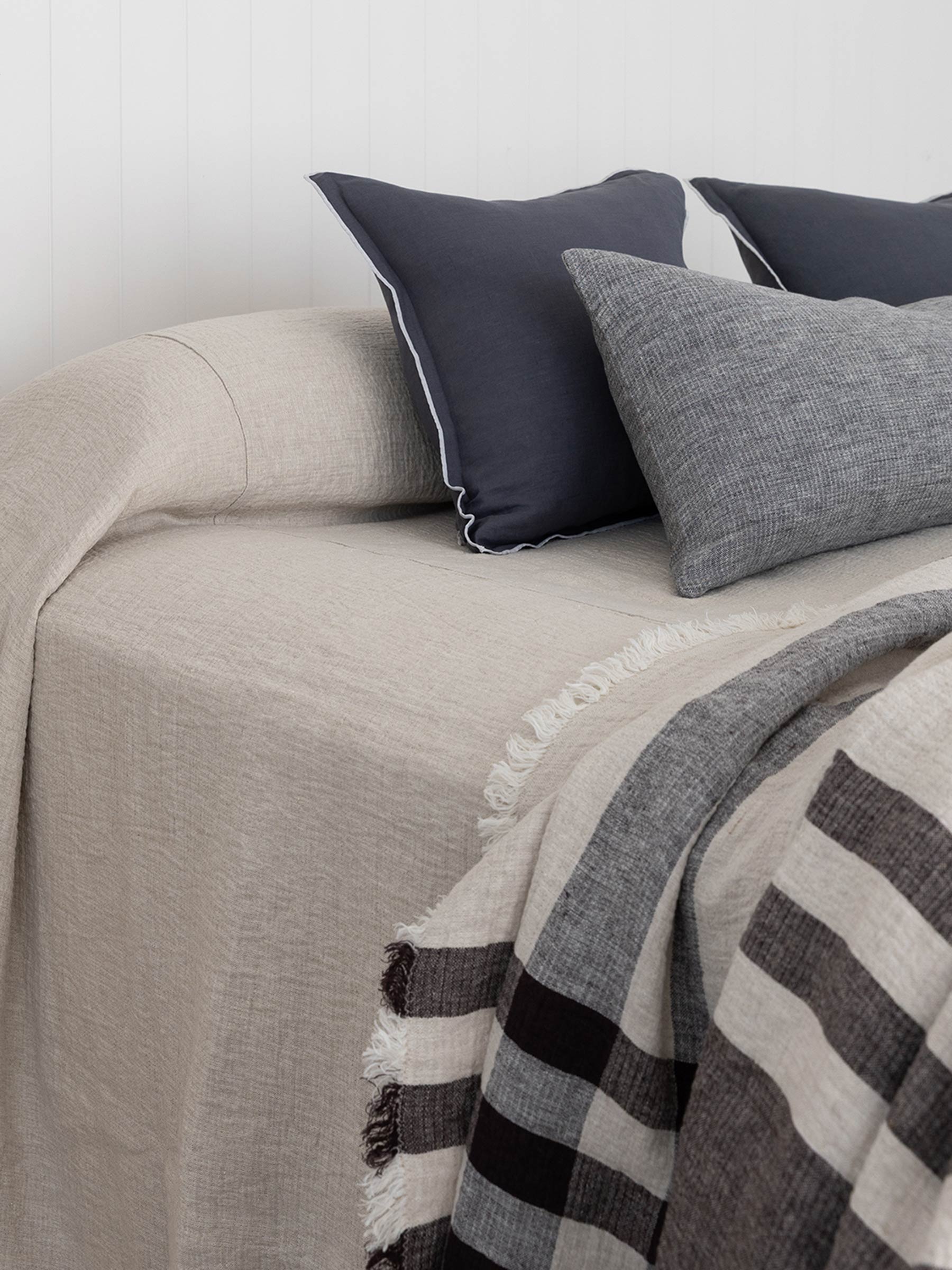 Oliver Heavy Linen Long Lumbar Cushion Charcoal