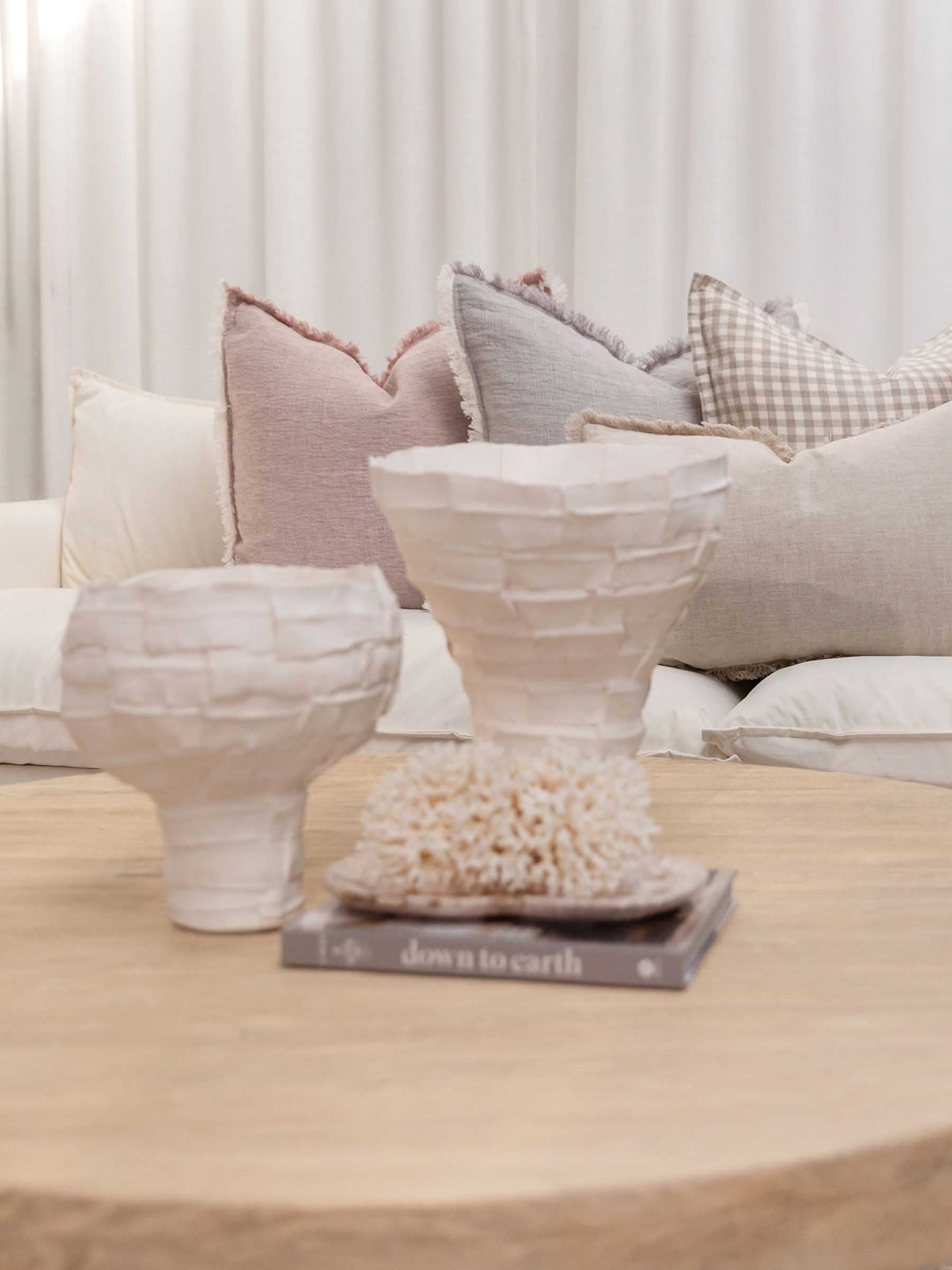 Oliver Fringed Heavy Linen Cushion Mist