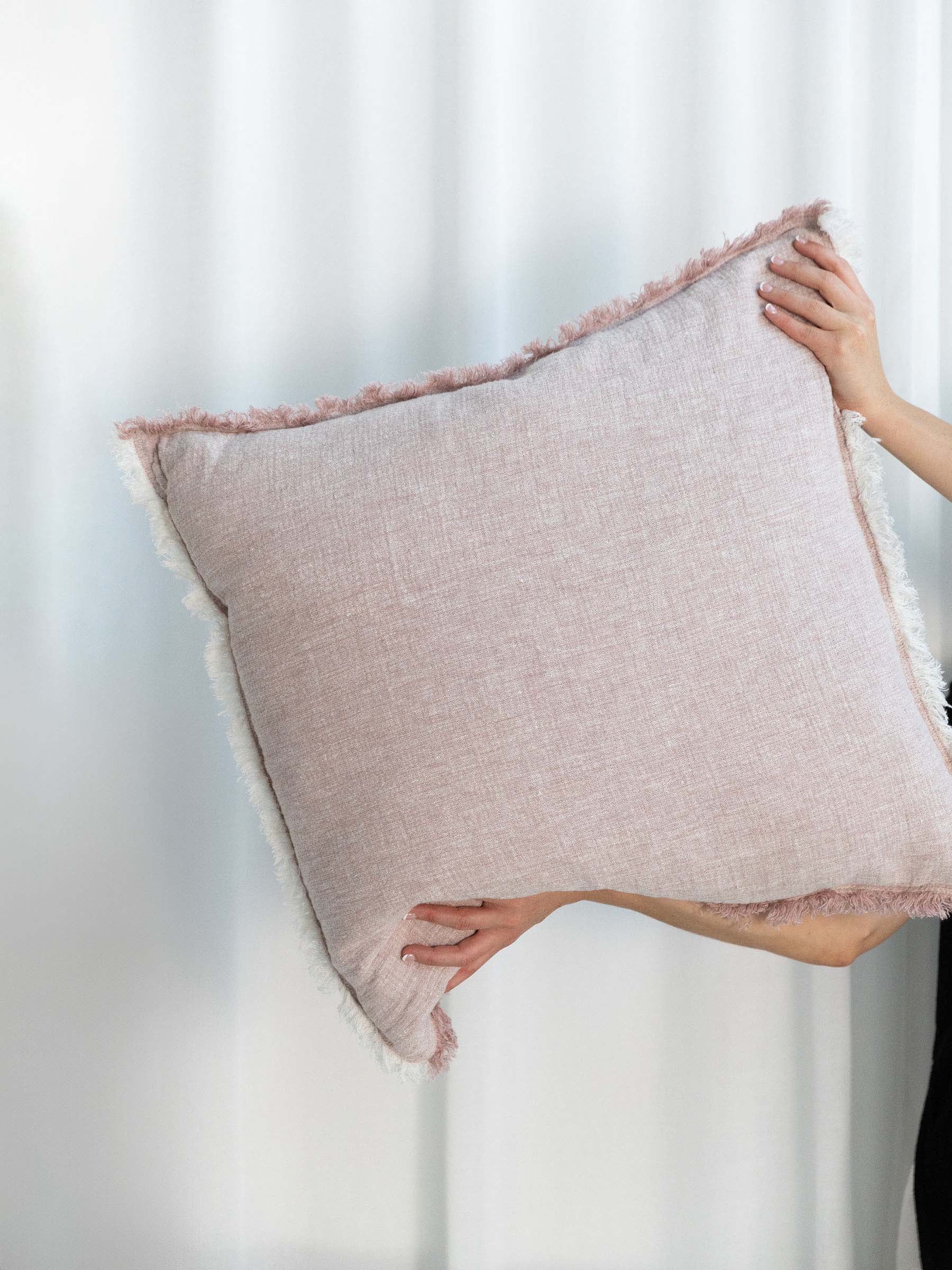 Oliver Heavy Linen Cushion Lavender Pink