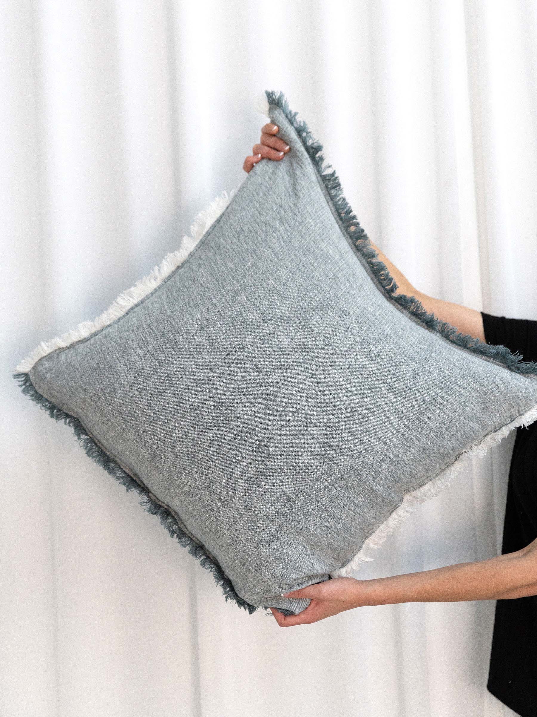 Oliver Heavy Linen Cushion Petrol