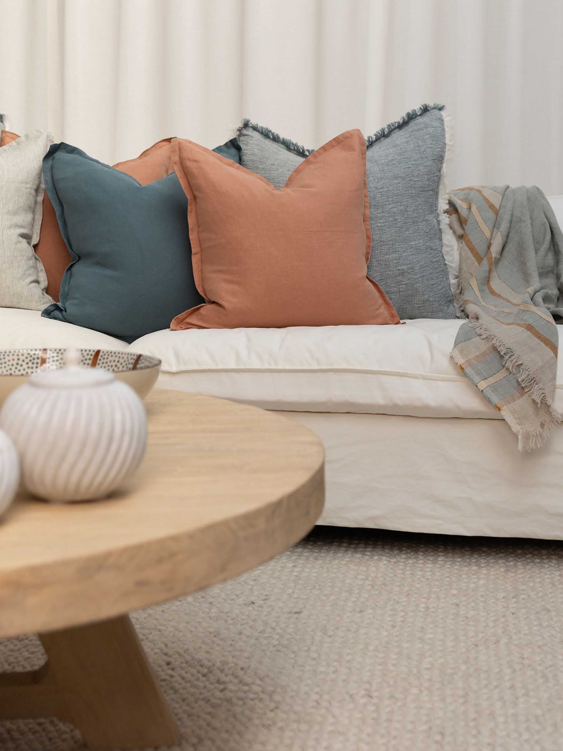 Oliver Heavy Linen Cushion Petrol