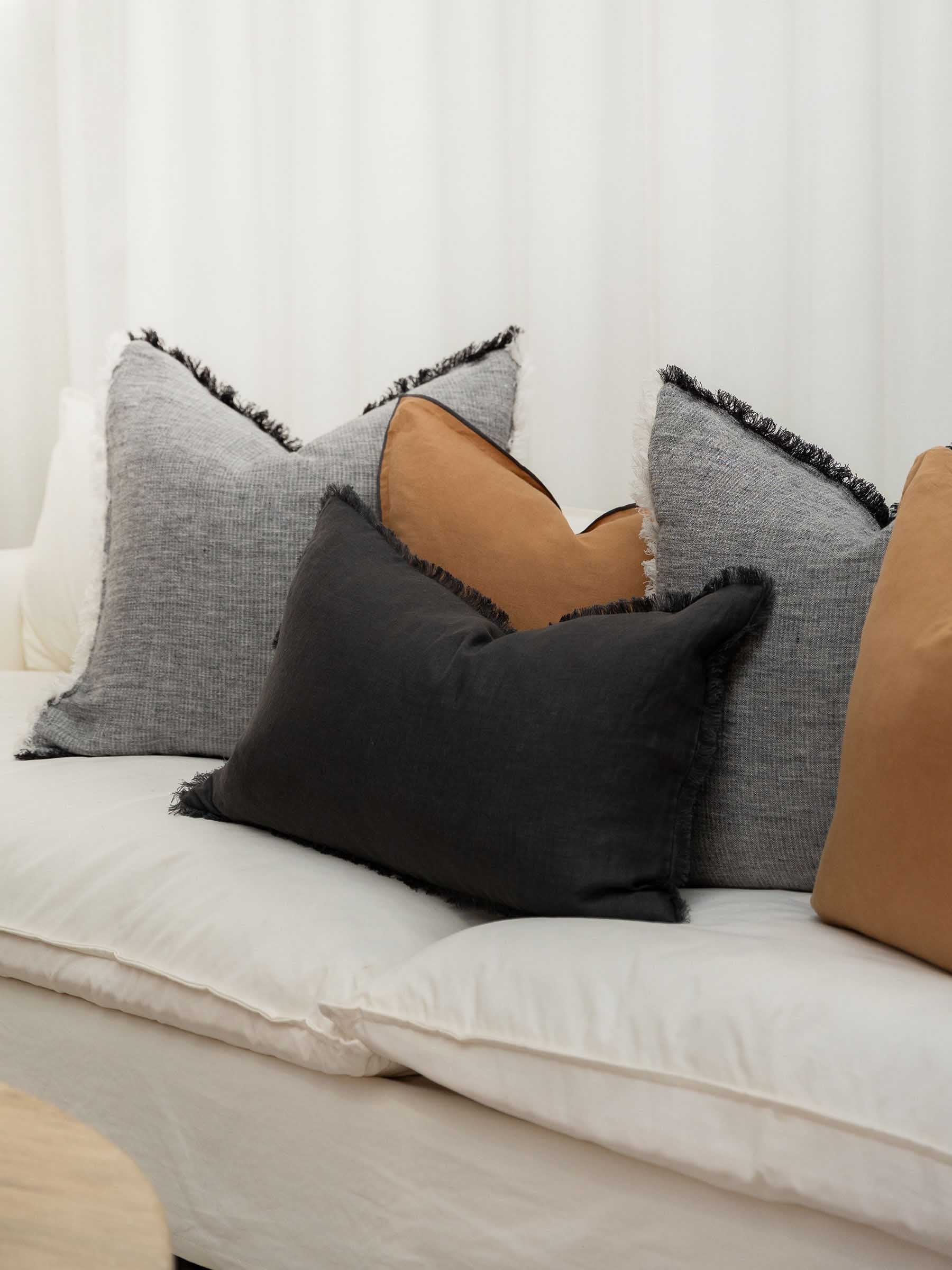 Oliver Heavy Linen Cushion Charcoal