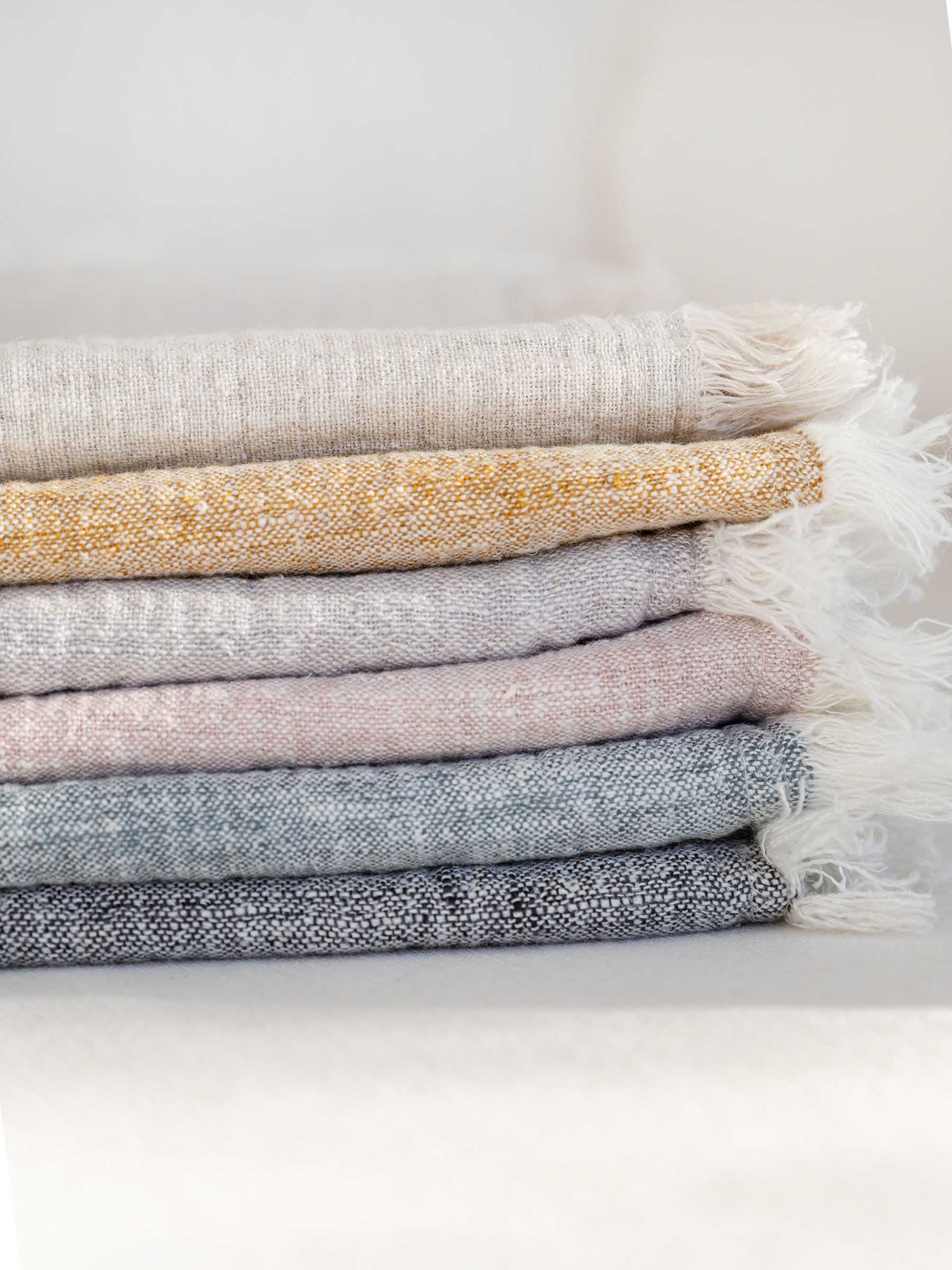 Oliver Fringed Heavy Linen Cushion Petrol