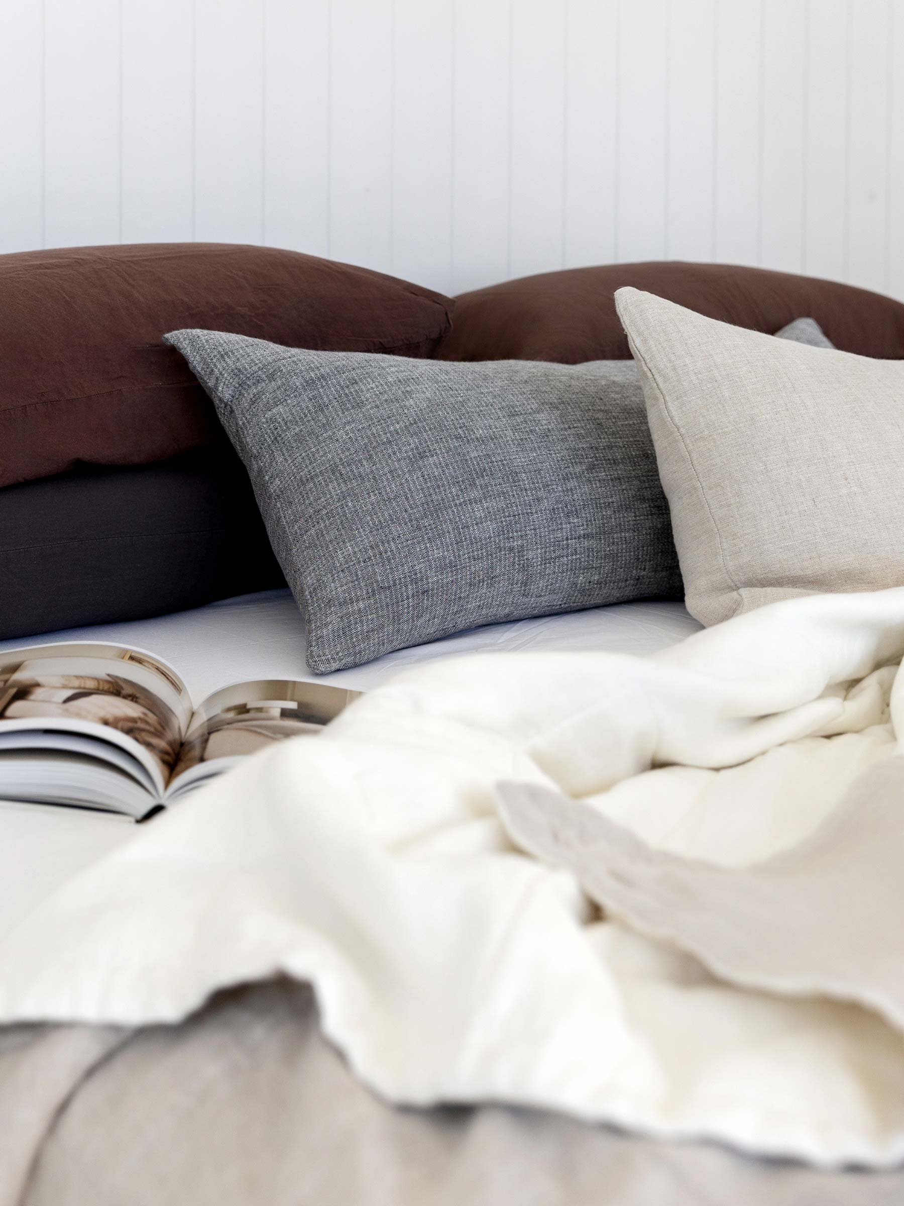 Oliver Heavy Linen Long Lumbar Cushion Charcoal