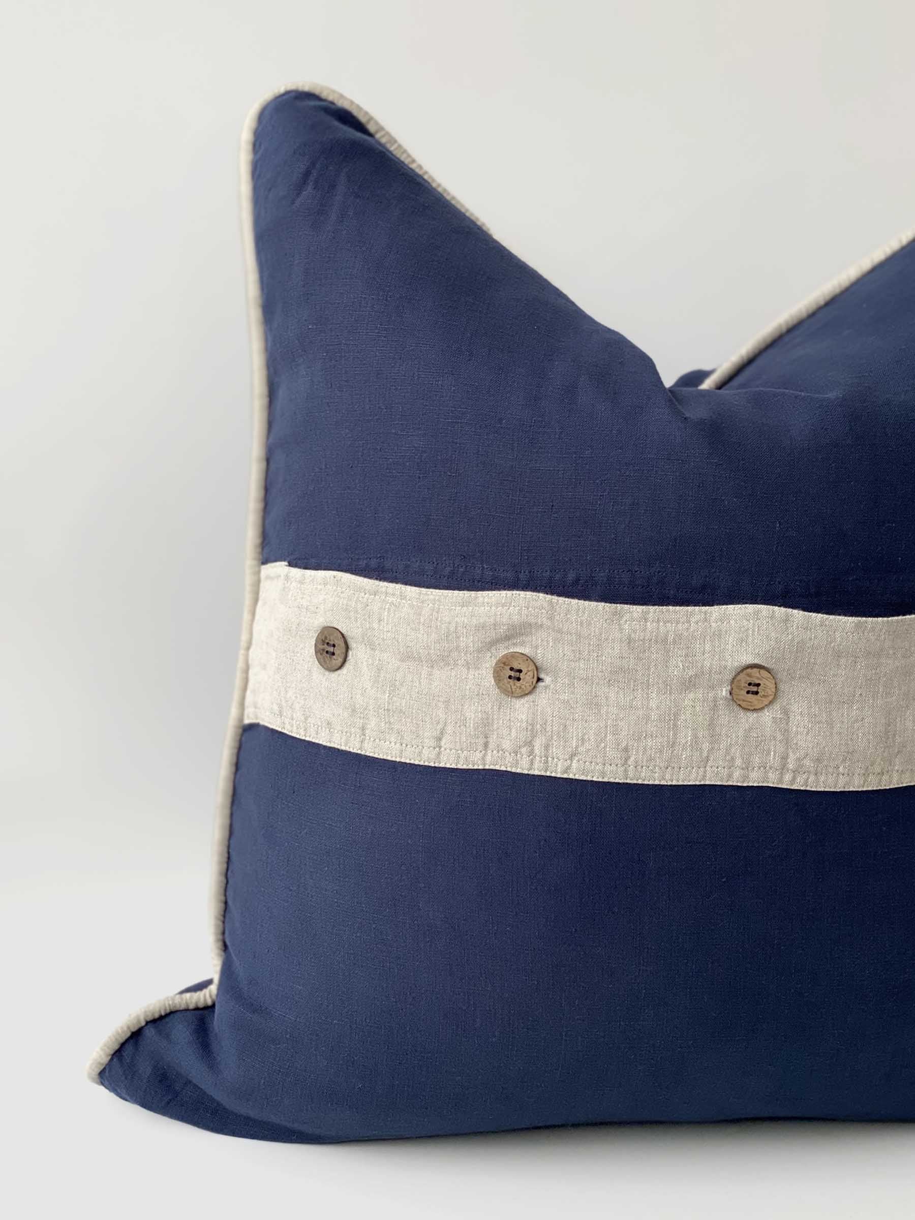 Piper Linen Cushion Navy