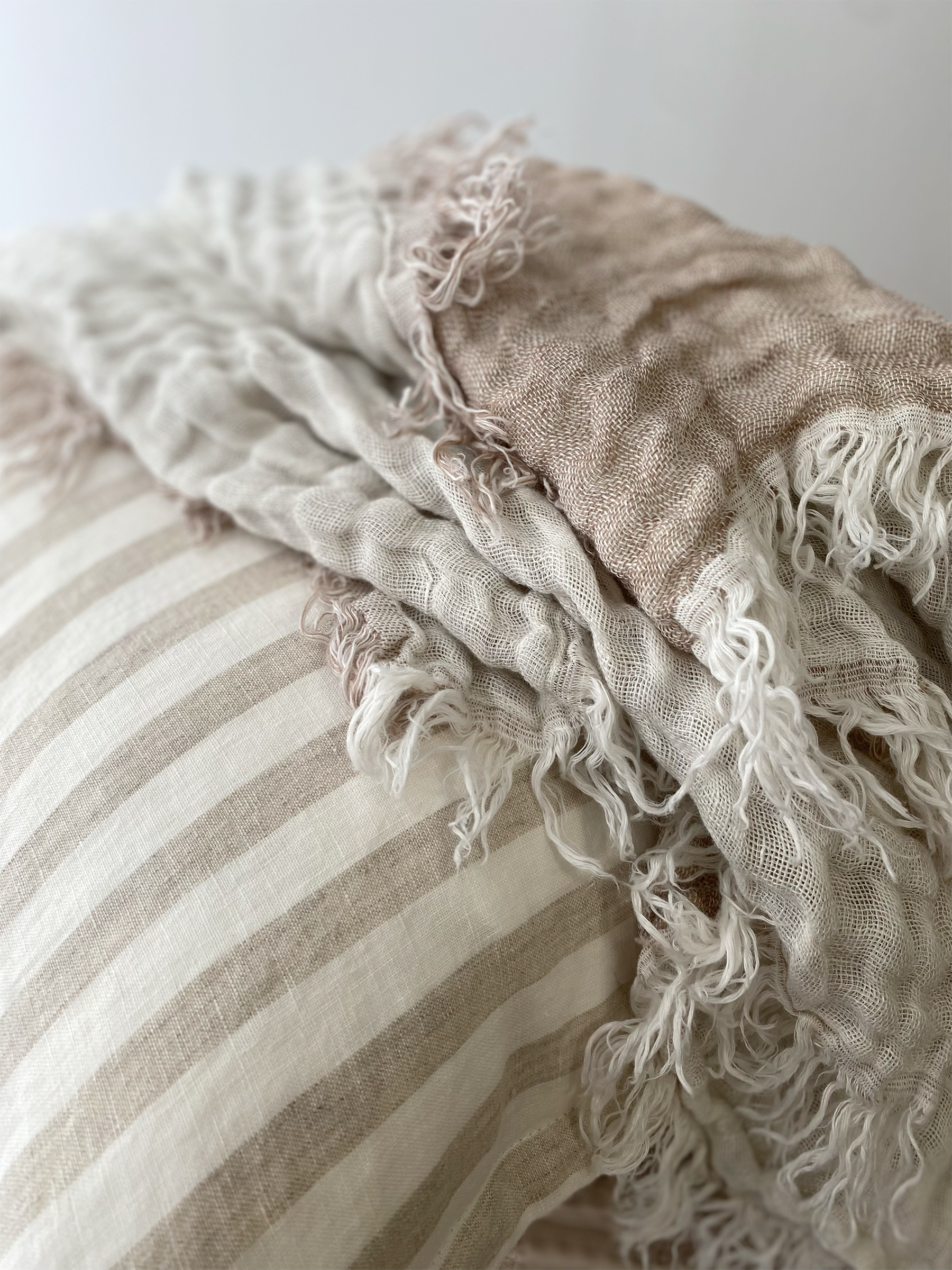 Hudson Linen Cushion Natural Stripe