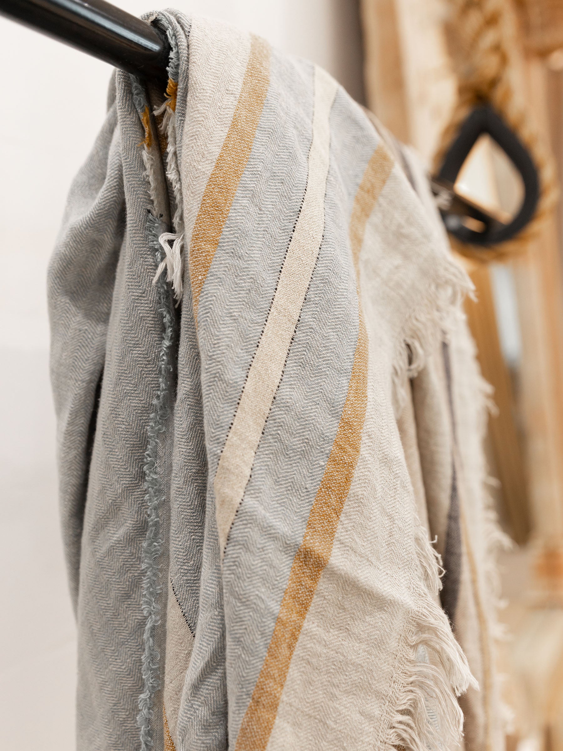 Arlo Woven Stripe Throw Seagrass
