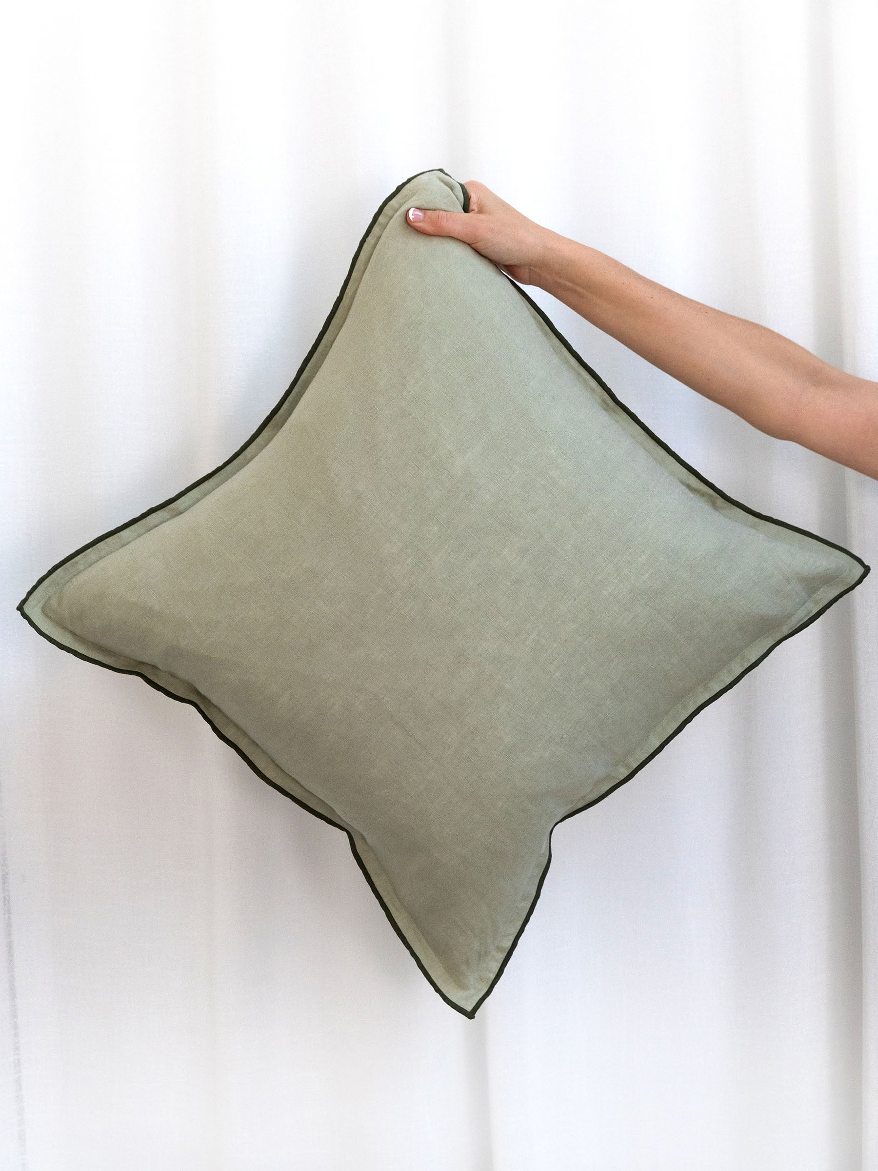 Harlow Linen Cushion Gumleaf