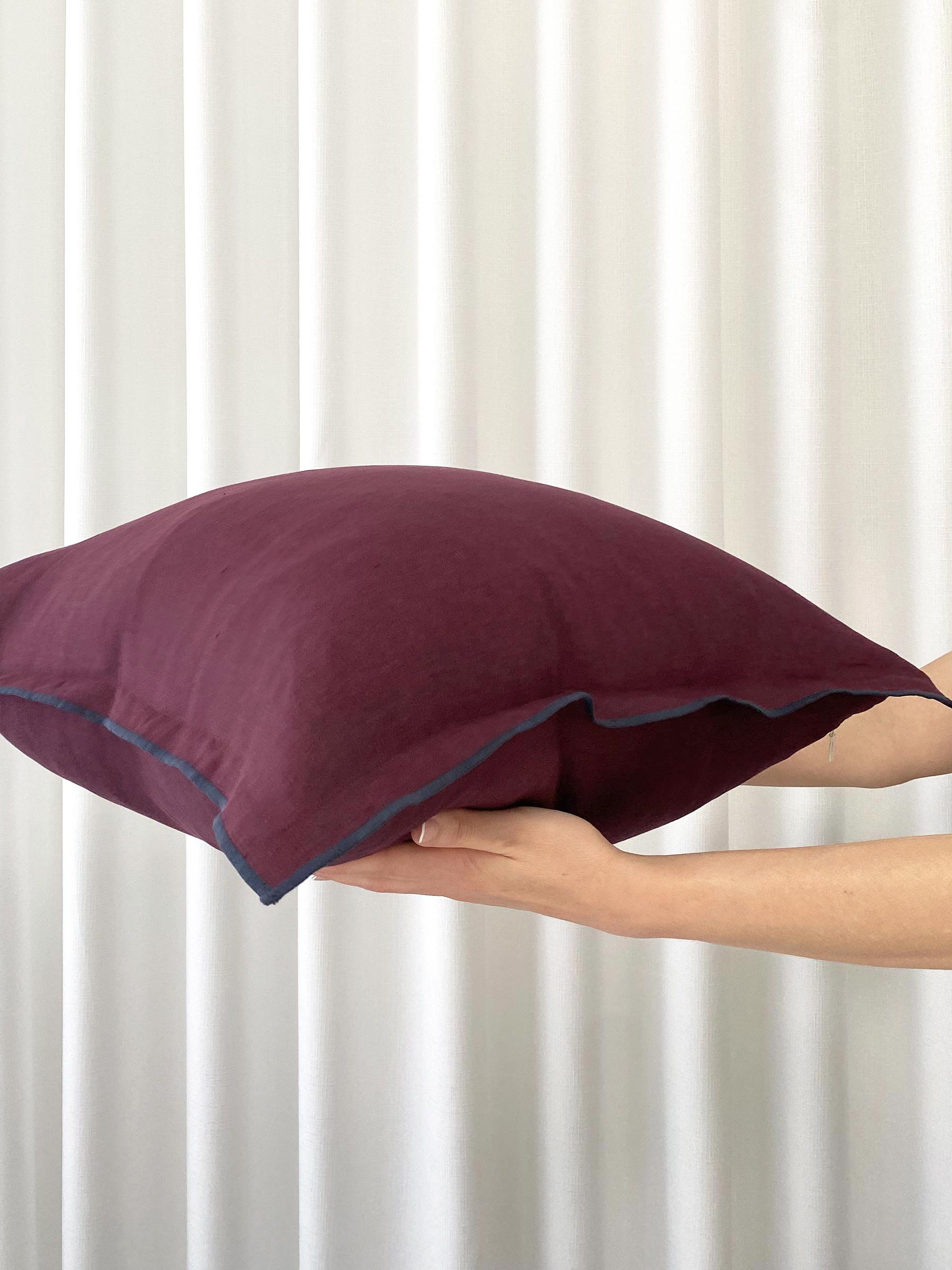 Harlow Linen Cushion Plum Noir