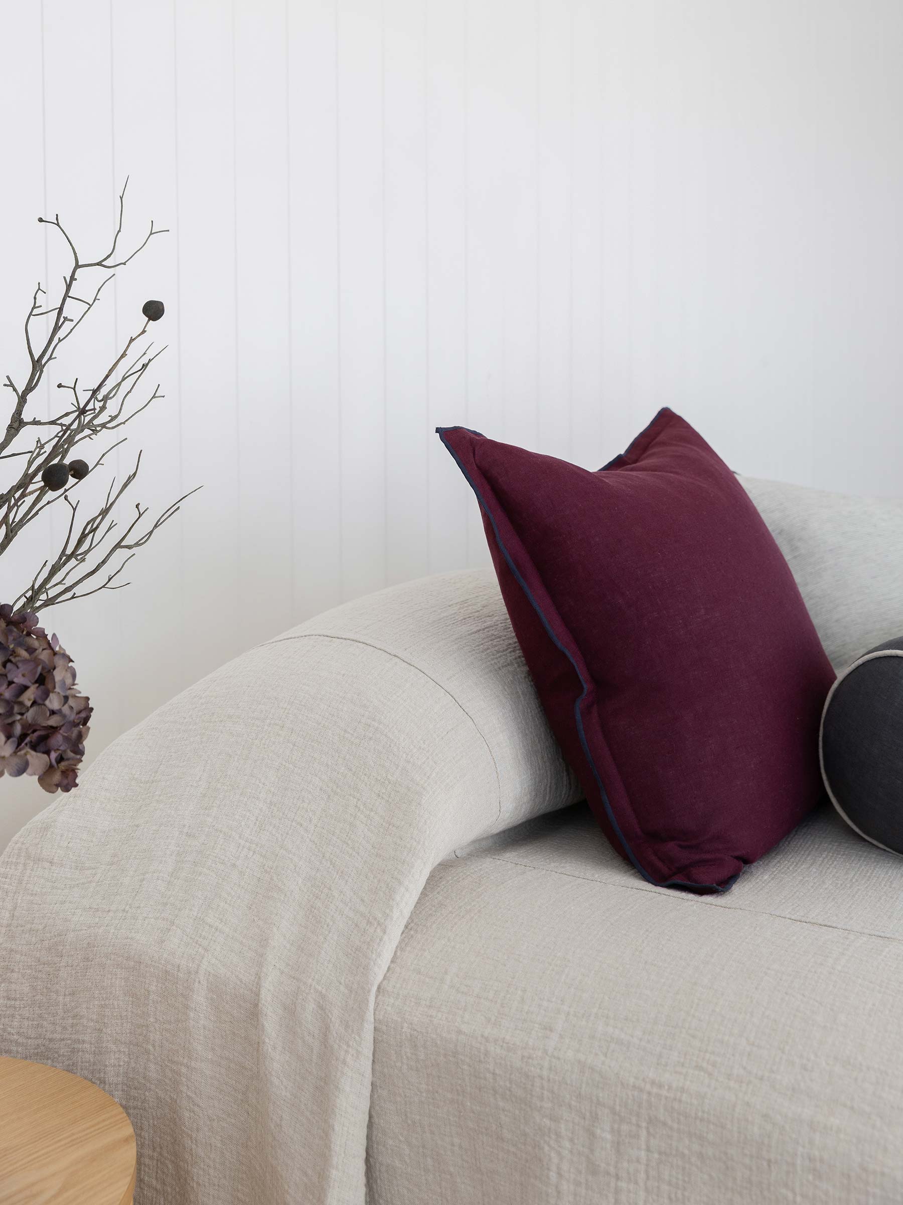 Harlow Linen Cushion Plum Noir