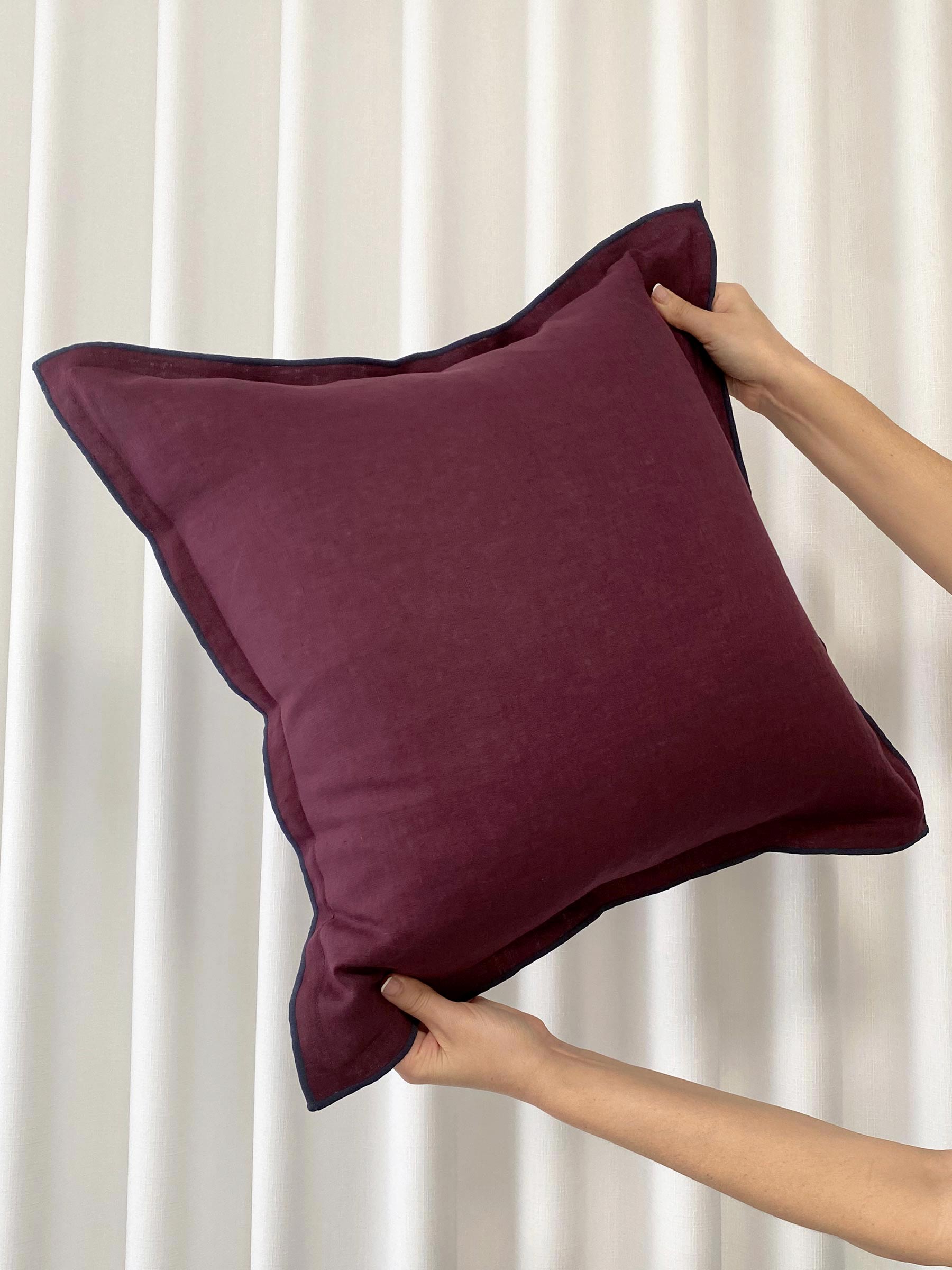 Harlow Linen Cushion Plum Noir