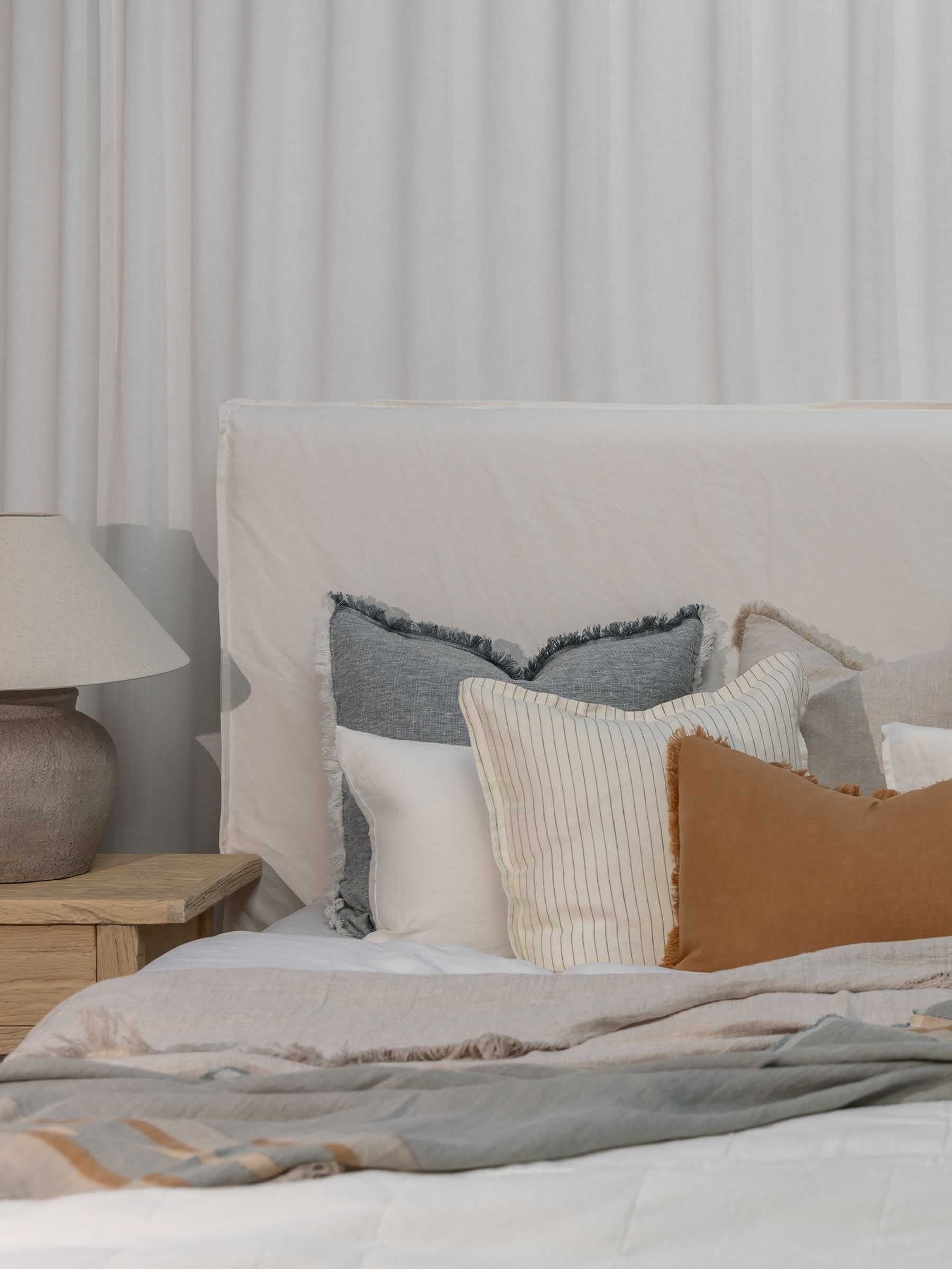 Hudson Linen Cushion Olive Stripe